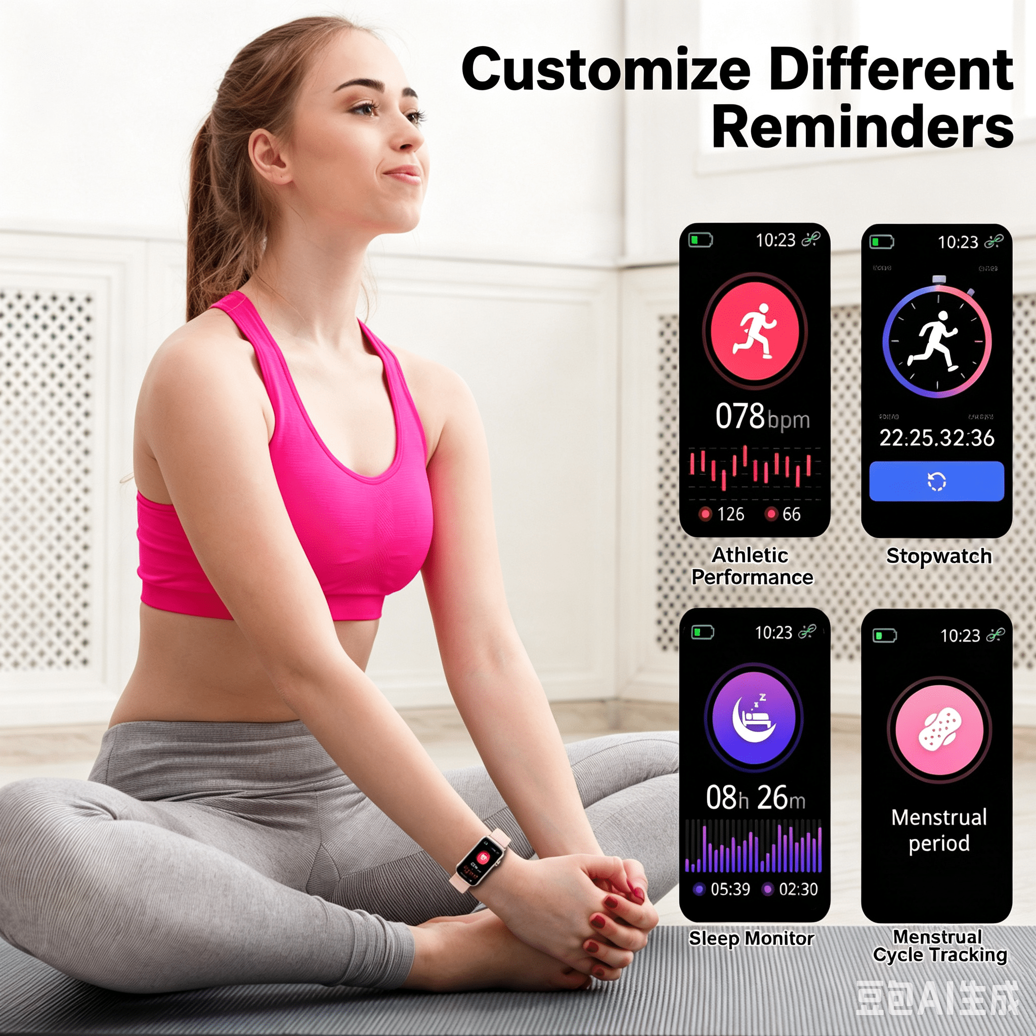 Fitness Tracker for Men Women, 2026 New 1.47" HD Smartwatch, Smart Watch with 110+ Sport Modes, IP68 Waterproof Pedometer, Compatible with Android and Ios, Pink - Image 3