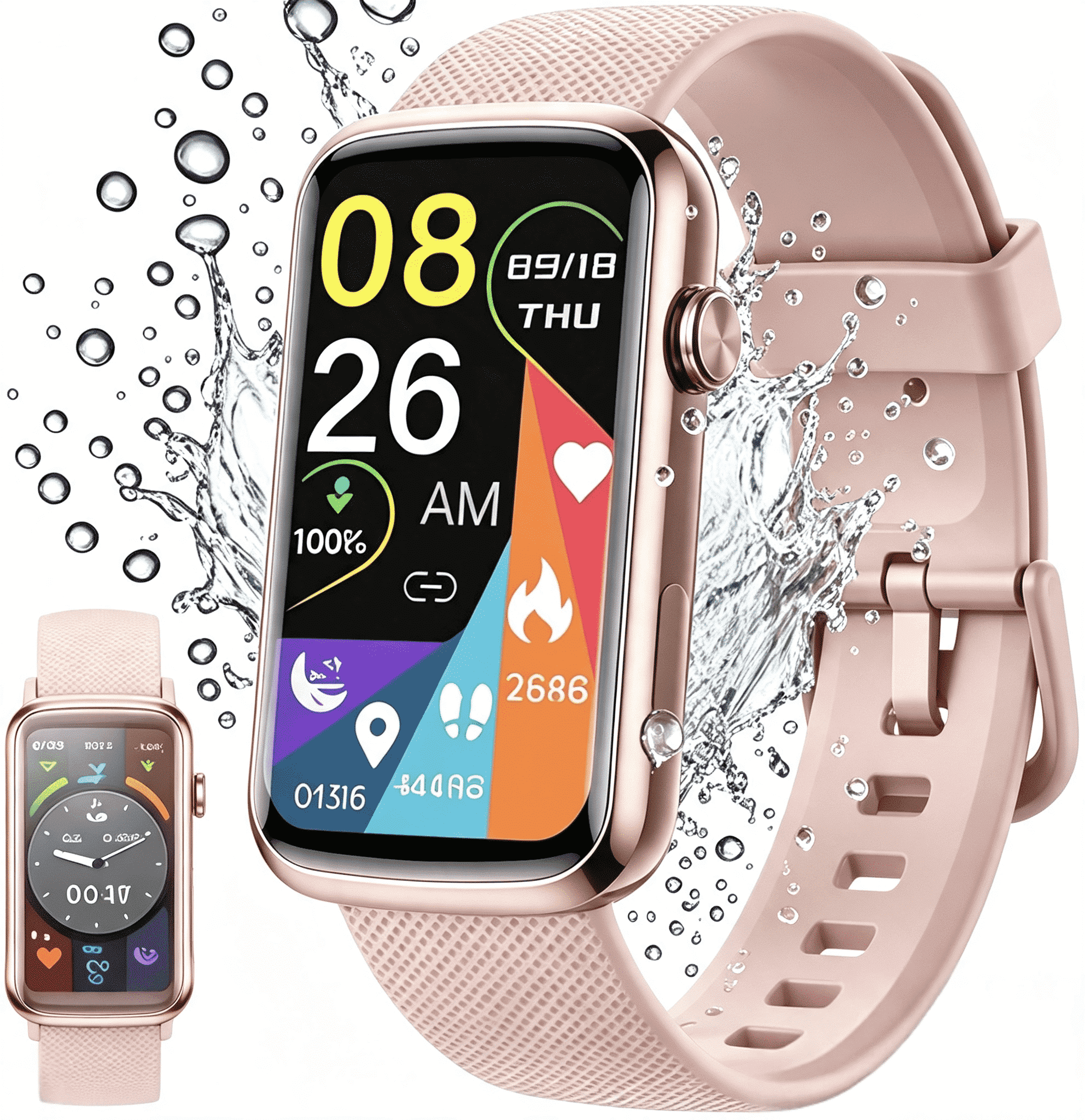 Fitness Tracker for Men Women, 2026 New 1.47" HD Smartwatch, Smart Watch with 110+ Sport Modes, IP68 Waterproof Pedometer, Compatible with Android and Ios, Pink