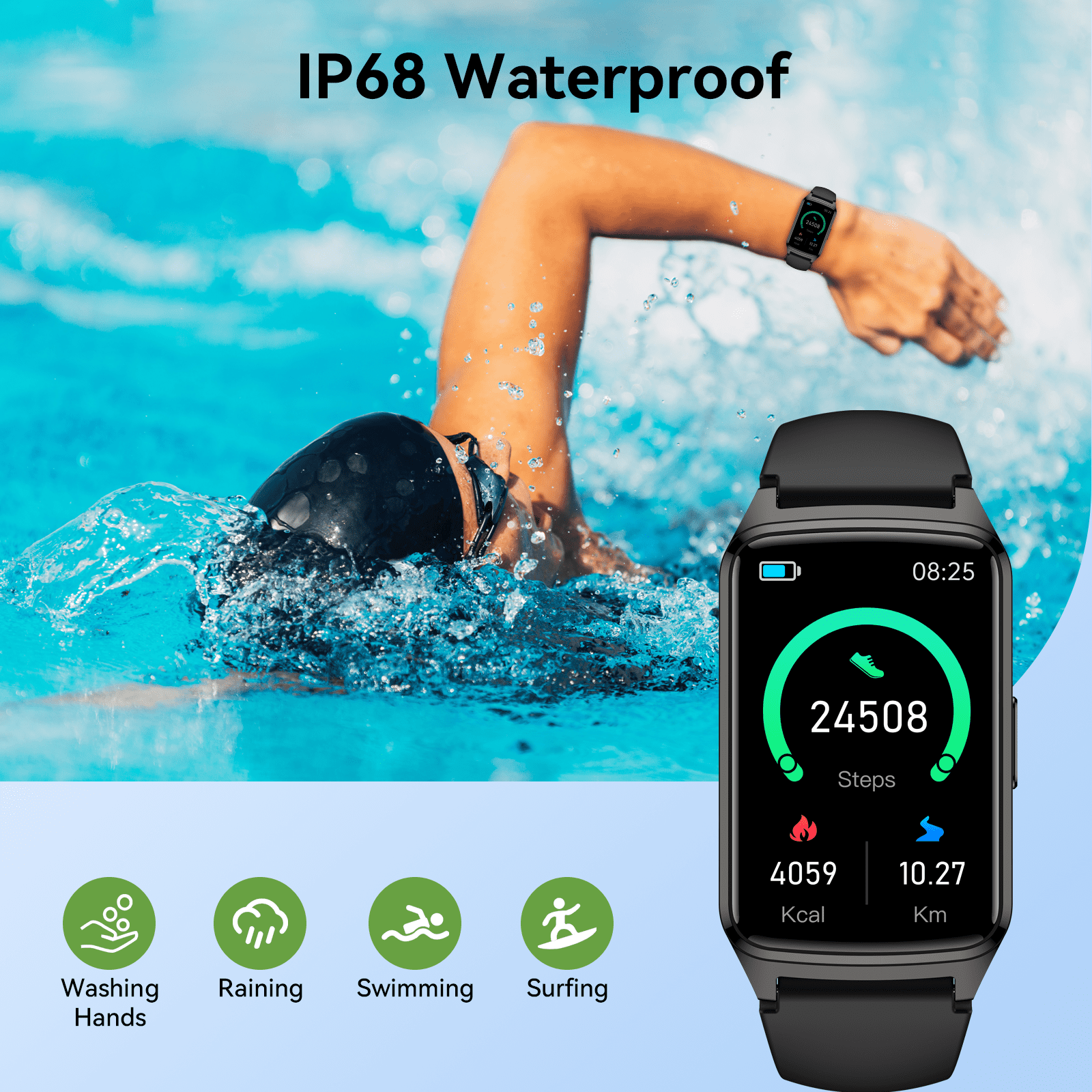 Fitness Tracker Smart Watch for Women Men Make/Answer Calls with Fitness and Wellness Tracking 100+ Sports Modes Step Calorie Counter IP68 Waterproof Fits for Android and iPhone, Black - Image 4