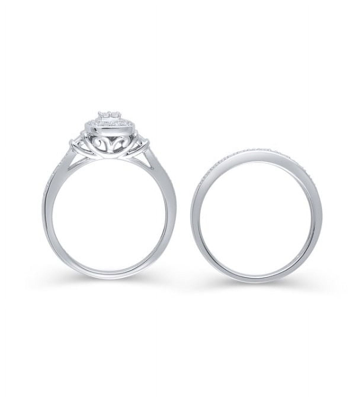 Forever Bride 1/10 Ct Natural Diamond Cushion Cut Bridal Set Women's Ring, Sterling Silve - Image 4