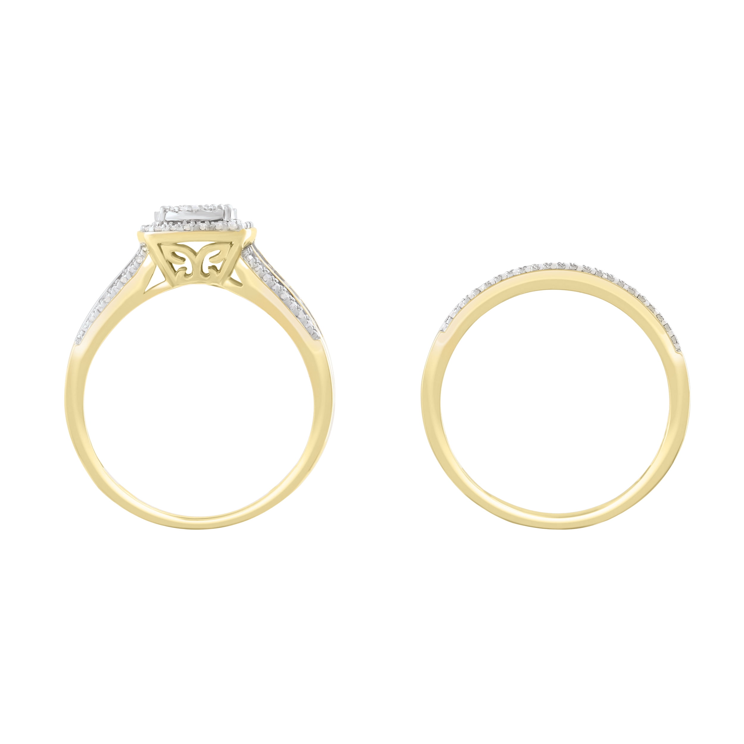 Forever Bride 10K Yellow Gold 1/3 CTTW Diamond Cushion Bridal Ring Set, Women, Adults - Image 3
