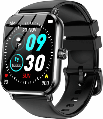FPZMIU 1.83" Display Smart Watch, High-Definition Fitness Watch with Always-On Touchscreen for Men Women, Black