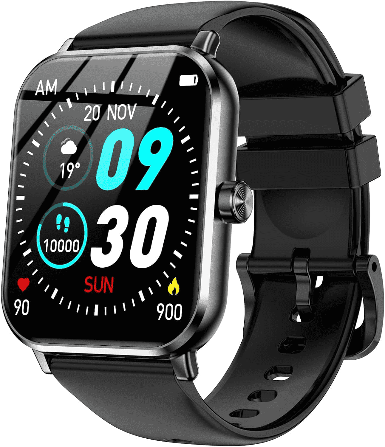 FPZMIU 1.83" Display Smart Watch, High-Definition Fitness Watch with Always-On Touchscreen for Men Women, Black