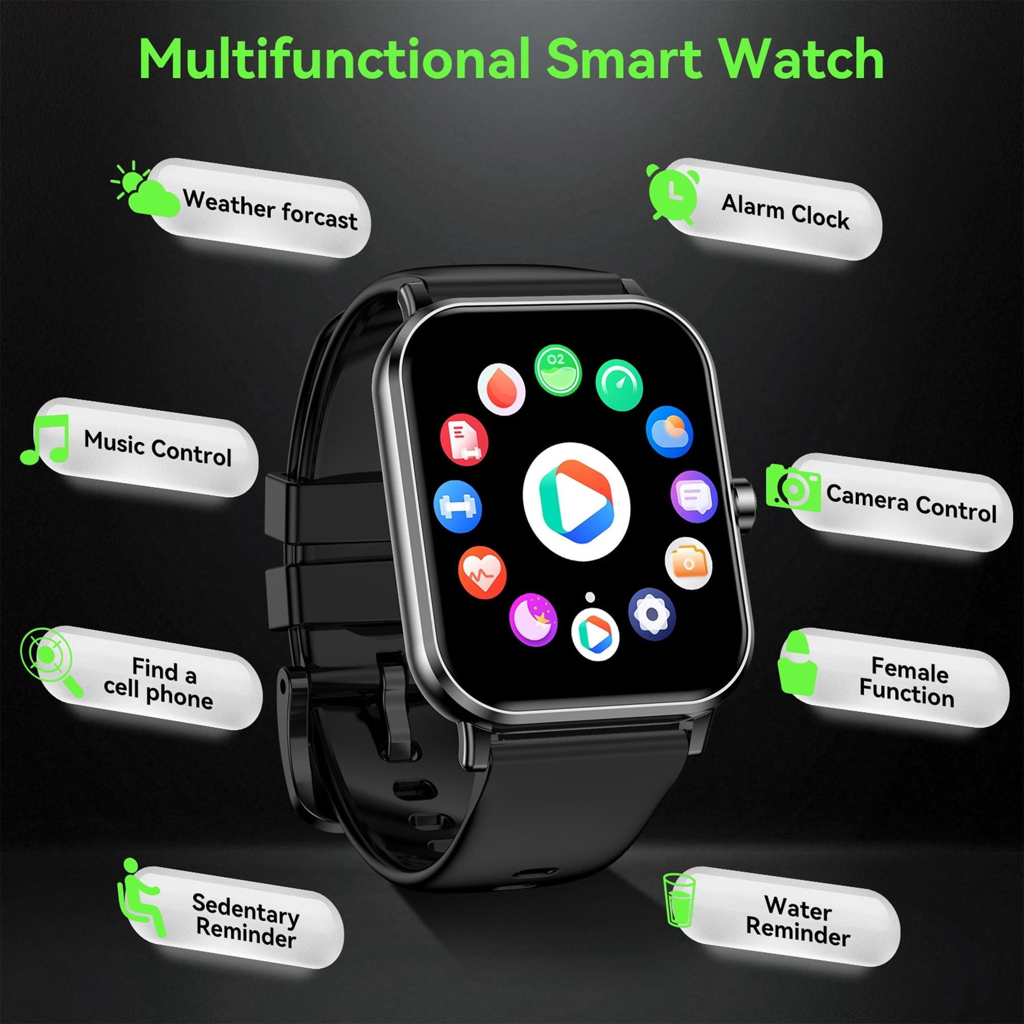 FPZMIU Smart Watch for Men Women,1.85" HD Touch Screen Smart Watches,130+ Sport Modes Fitness with Android and IPhone(Black) - Image 2