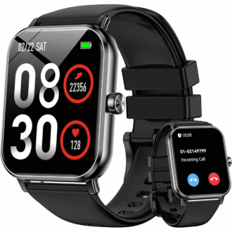FPZMIU Smart Watch for Men Women,1.85" HD Touch Screen Smart Watches,130+ Sport Modes Fitness with Android and IPhone(Black)