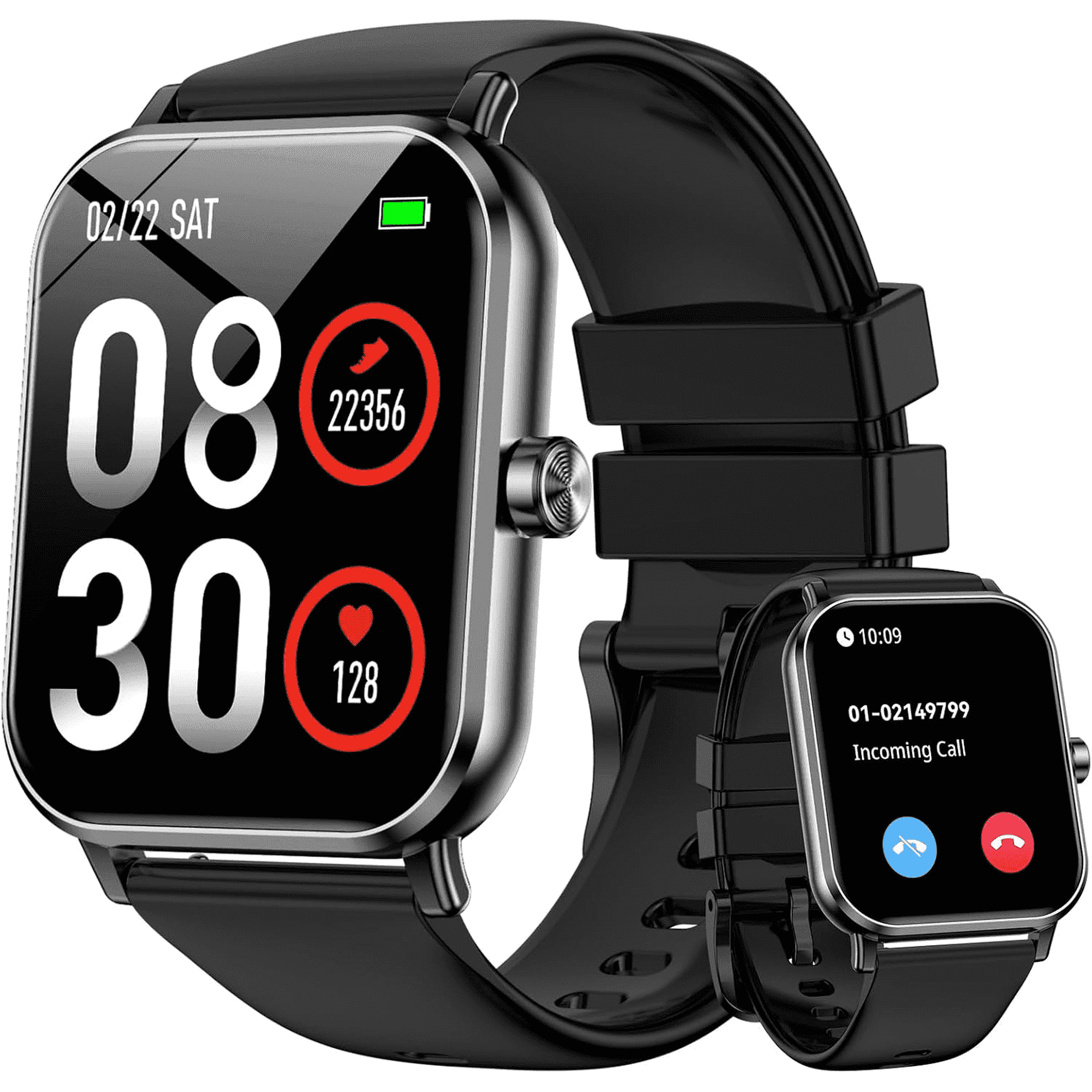 FPZMIU Smart Watch for Men Women,1.85" HD Touch Screen Smart Watches,130+ Sport Modes Fitness with Android and IPhone(Black)