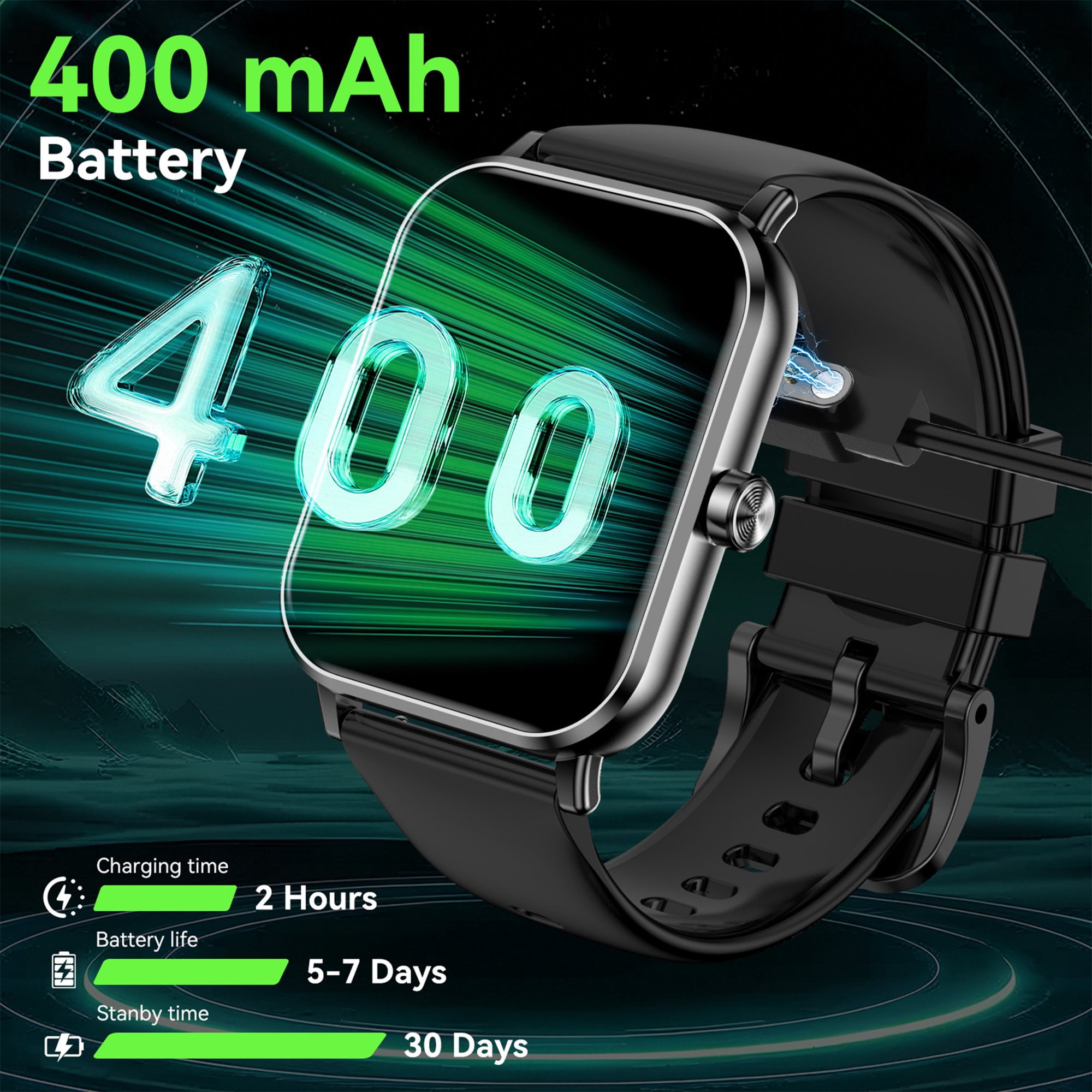 FPZMIU Smart Watch for Men Women,1.85" HD Touch Screen Smart Watches,130+ Sport Modes Fitness with Android and IPhone(Black) - Image 4