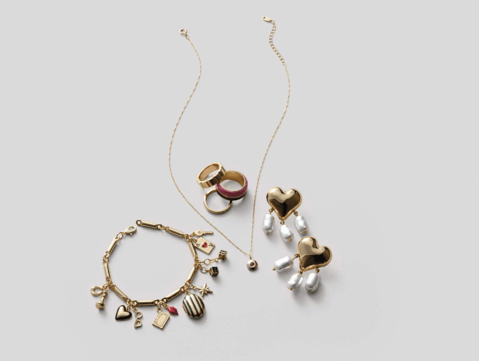 Free Assembly Women's Gold Tone Heart and Faux Pearl Drop Earrings - Image 4