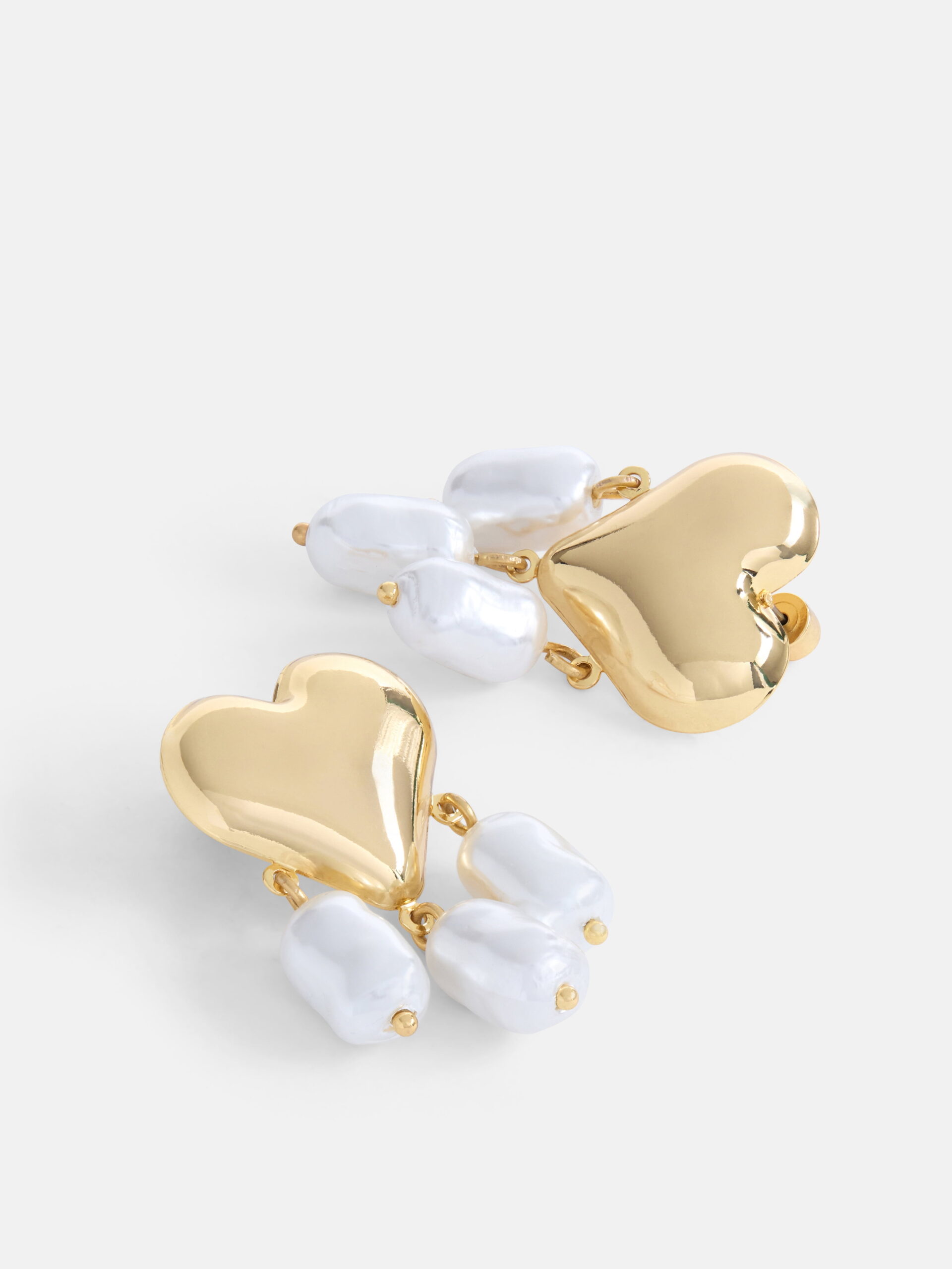 Free Assembly Women's Gold Tone Heart and Faux Pearl Drop Earrings - Image 2