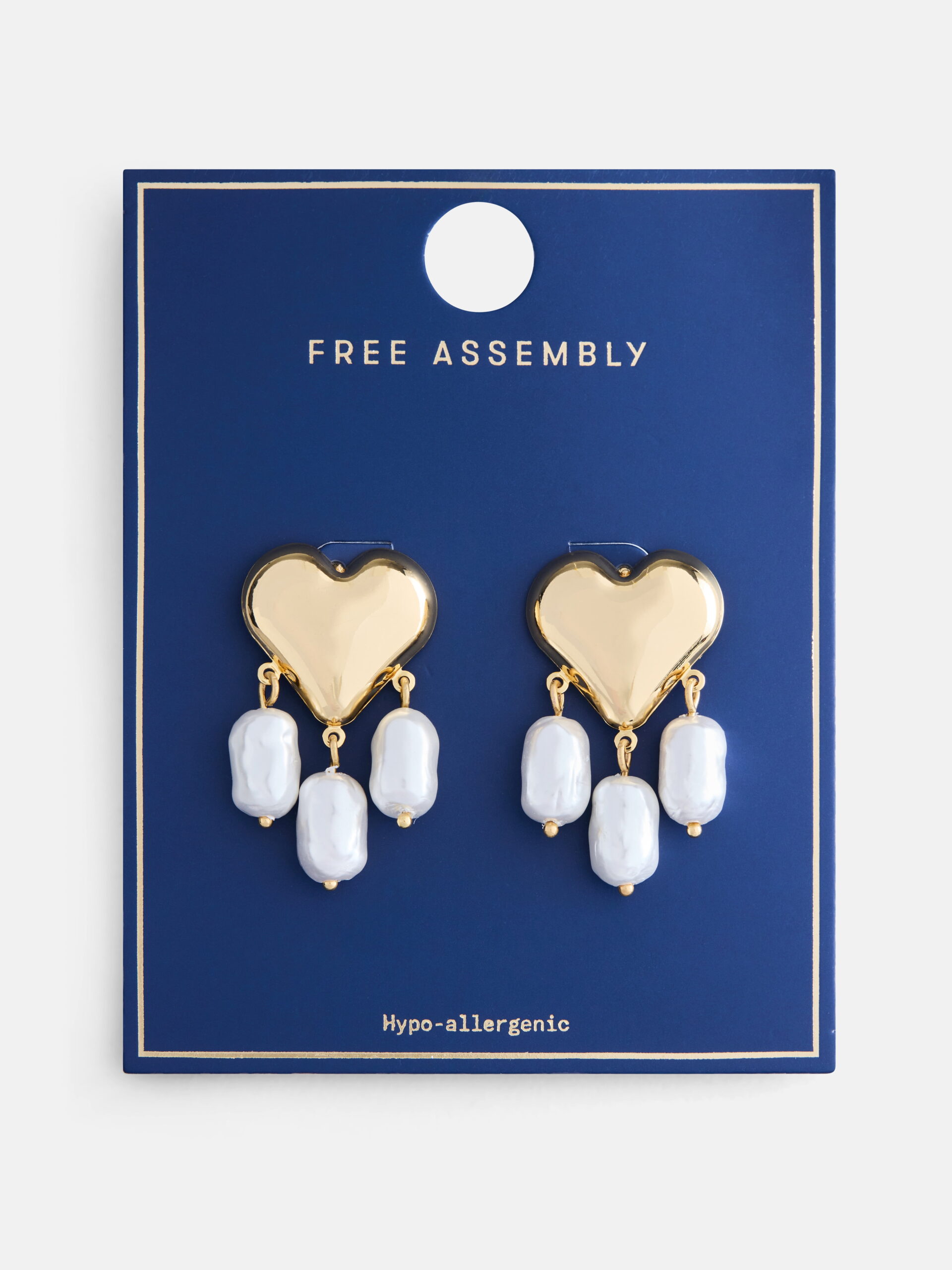 Free Assembly Women's Gold Tone Heart and Faux Pearl Drop Earrings - Image 5