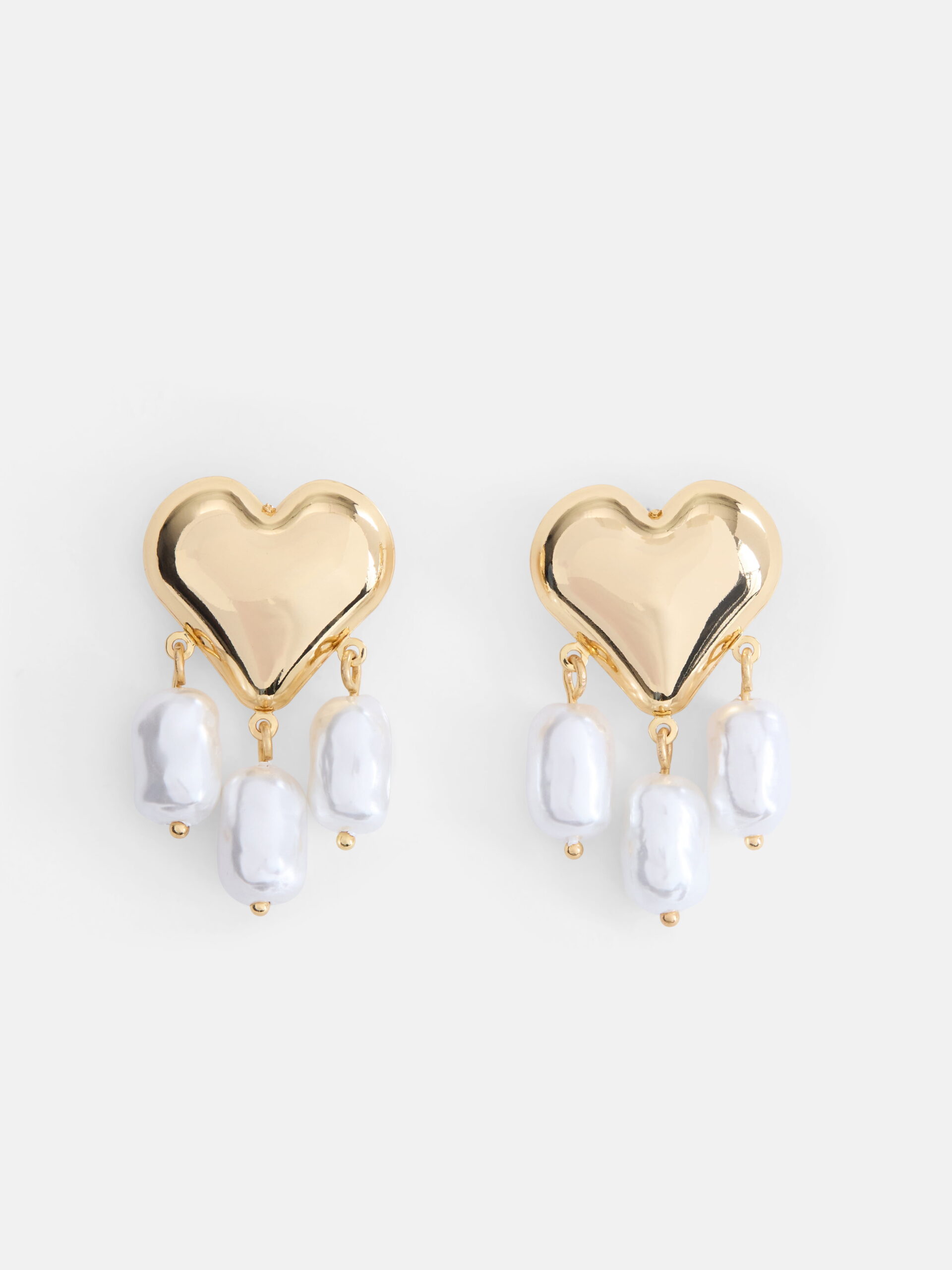 Free Assembly Women's Gold Tone Heart and Faux Pearl Drop Earrings
