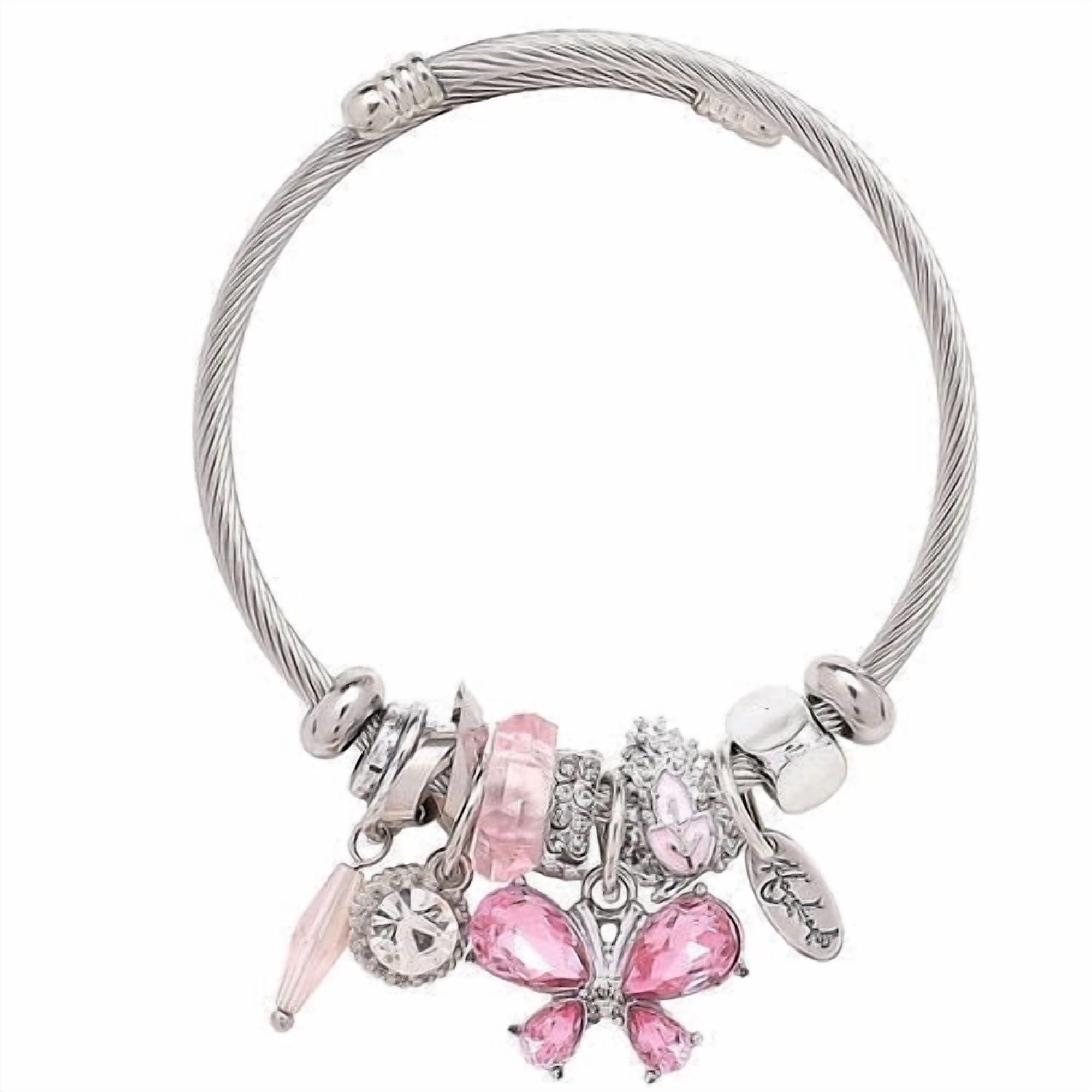 Freebird Jewelry Box Heart & Butterfly Bracelet - Pink