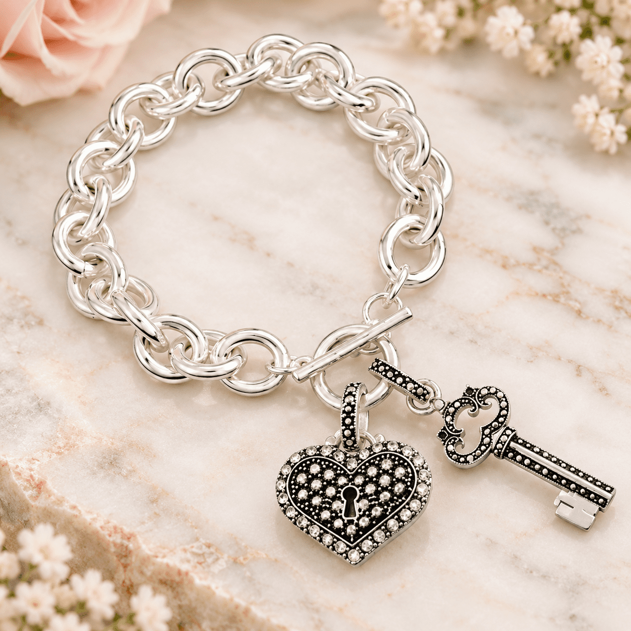 Freebird Jewelry Box Heart & Key Charm Bracelet - Image 2