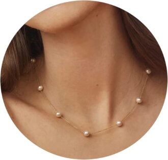 Freshwater Pearl Necklace Women Gold Dainty Choker Necklace 18K Gold Filled NOT Faded Tiny Chain Delicate Mother's Jewelry for Women