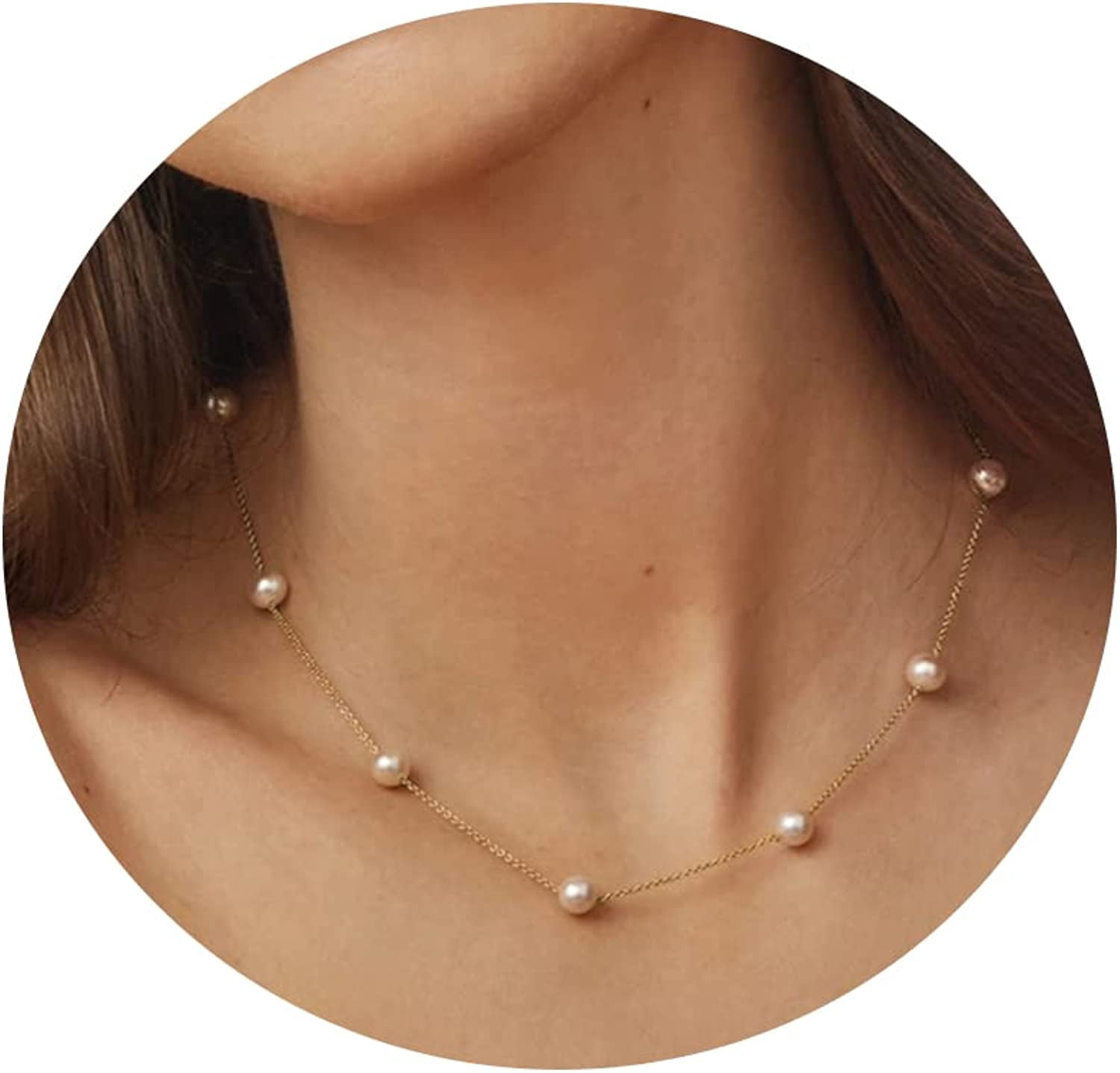 Freshwater Pearl Necklace Women Gold Dainty Choker Necklace 18K Gold Filled NOT Faded Tiny Chain Delicate Mother's Jewelry for Women - Image 2