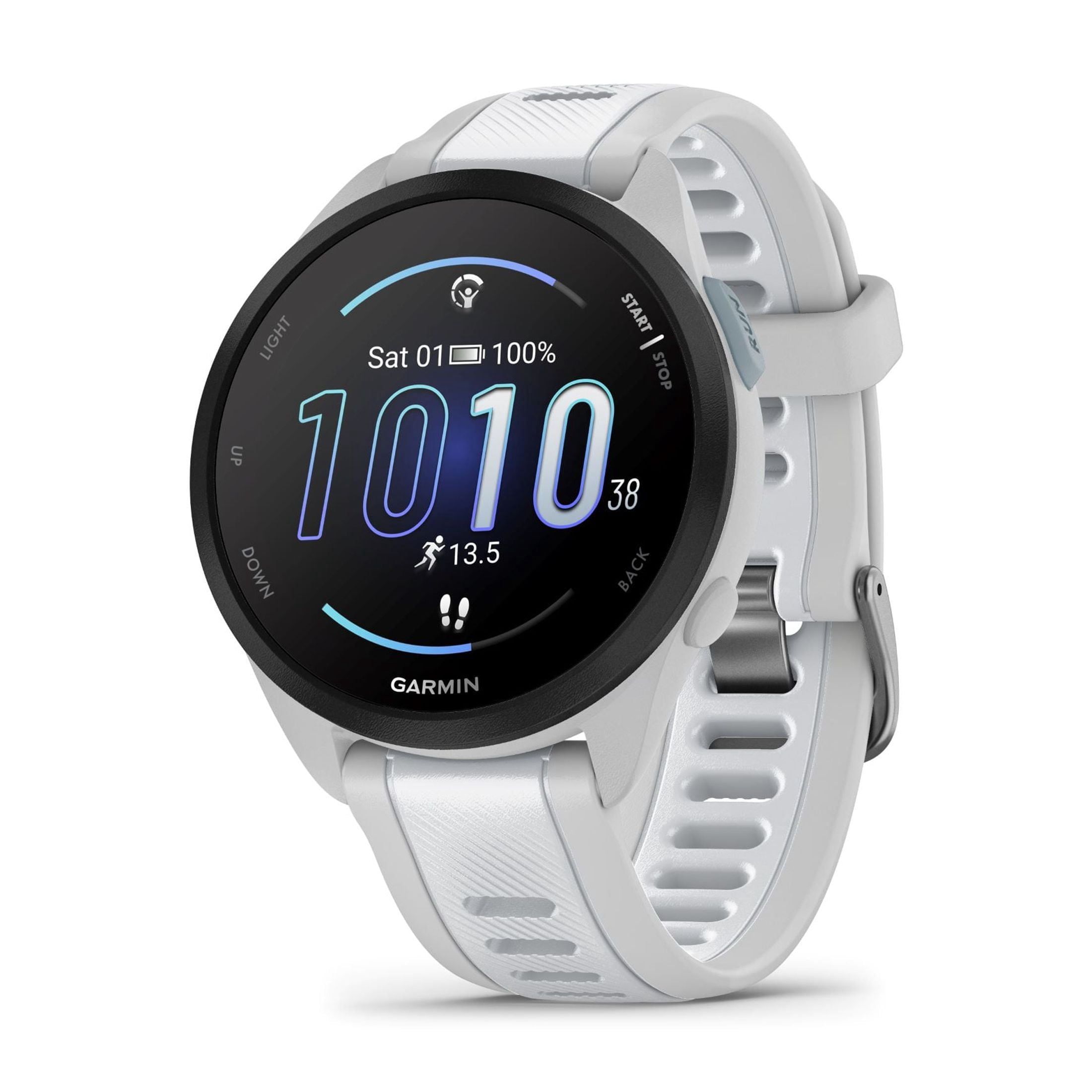 Garmin Forerunner 165, Running Smartwatch, Colorful AMOLED Display, Training Metrics and Recovery Insights, Whitestone