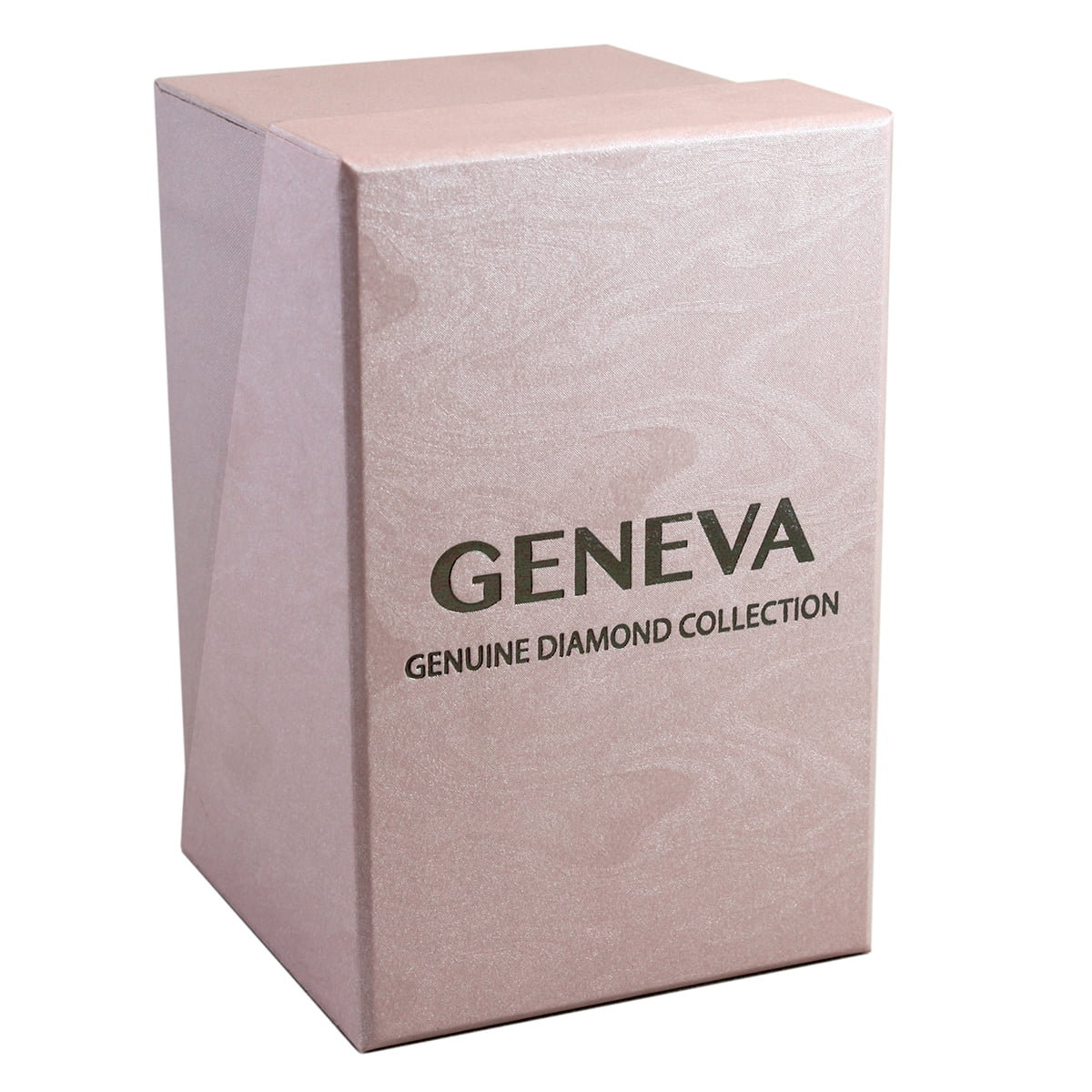 Geneva Ladies Gold Tone 32mm Genuine Diamond Faceted Bezel Brown Strap Watch - Image 2
