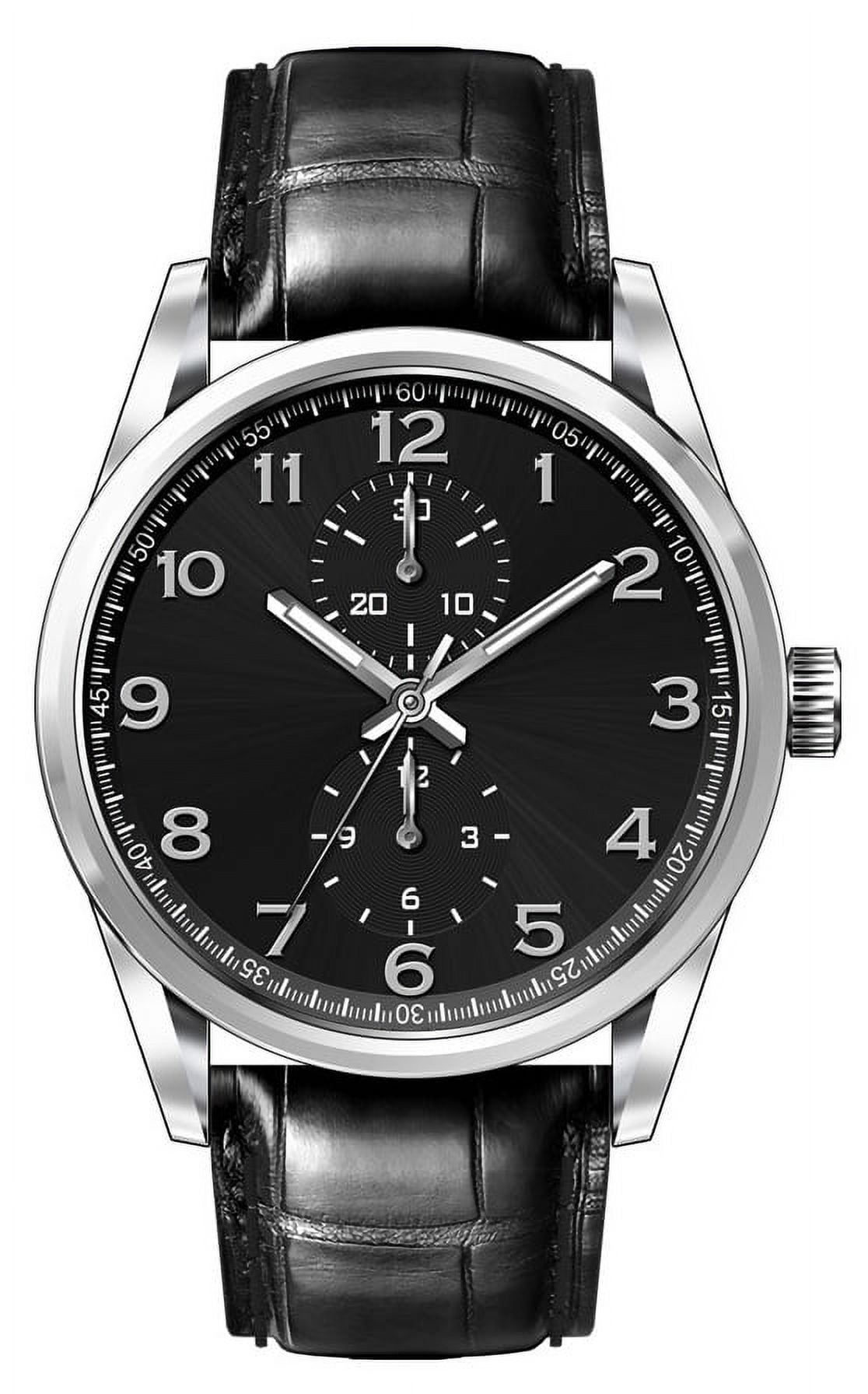 George 41MM Men's Silver Tone Black Dial Easy Read Strap Black Watch - Image 3