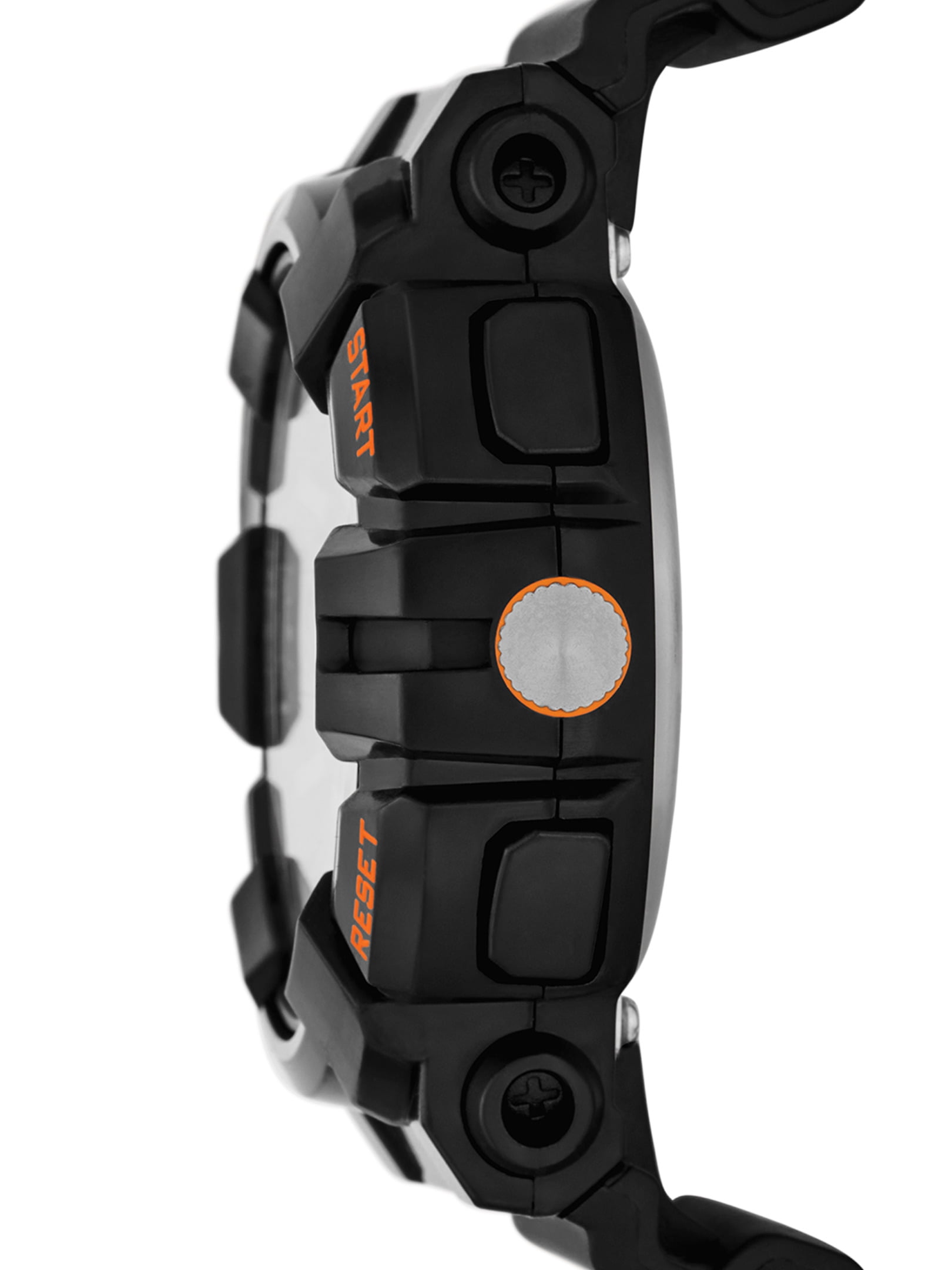 George Men's Analog-Digital Watch Set: Black Round Case, Positive Display, Plastic Band, Black/Orange Double Woven Bracelet (FMDXGE037) - Image 4