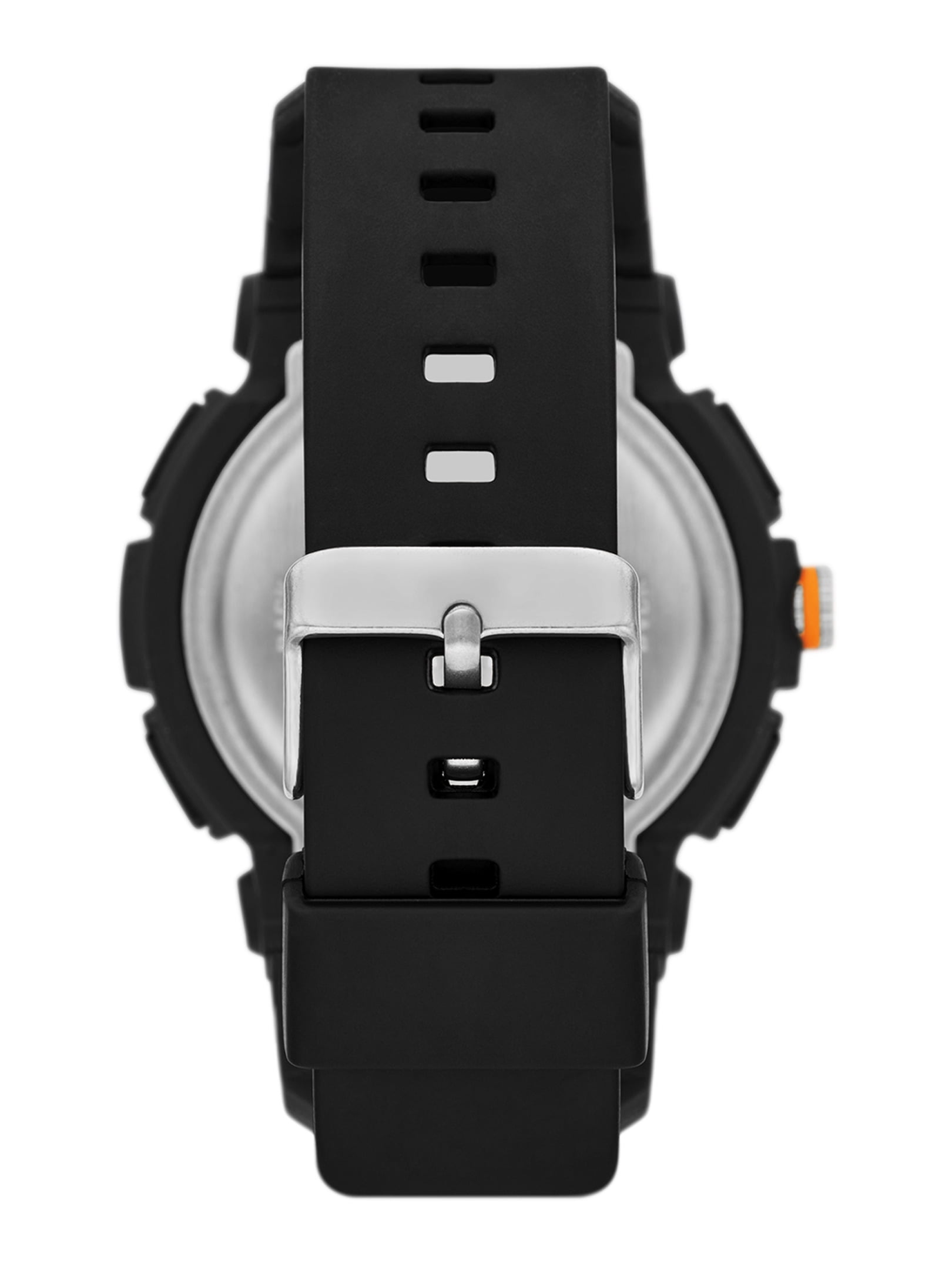 George Men's Analog-Digital Watch Set: Black Round Case, Positive Display, Plastic Band, Black/Orange Double Woven Bracelet (FMDXGE037) - Image 2