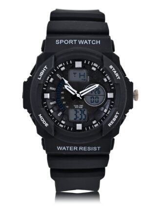 George Men's Analog Digital Watch with Black Round Case & Black PVS Strap 52MM