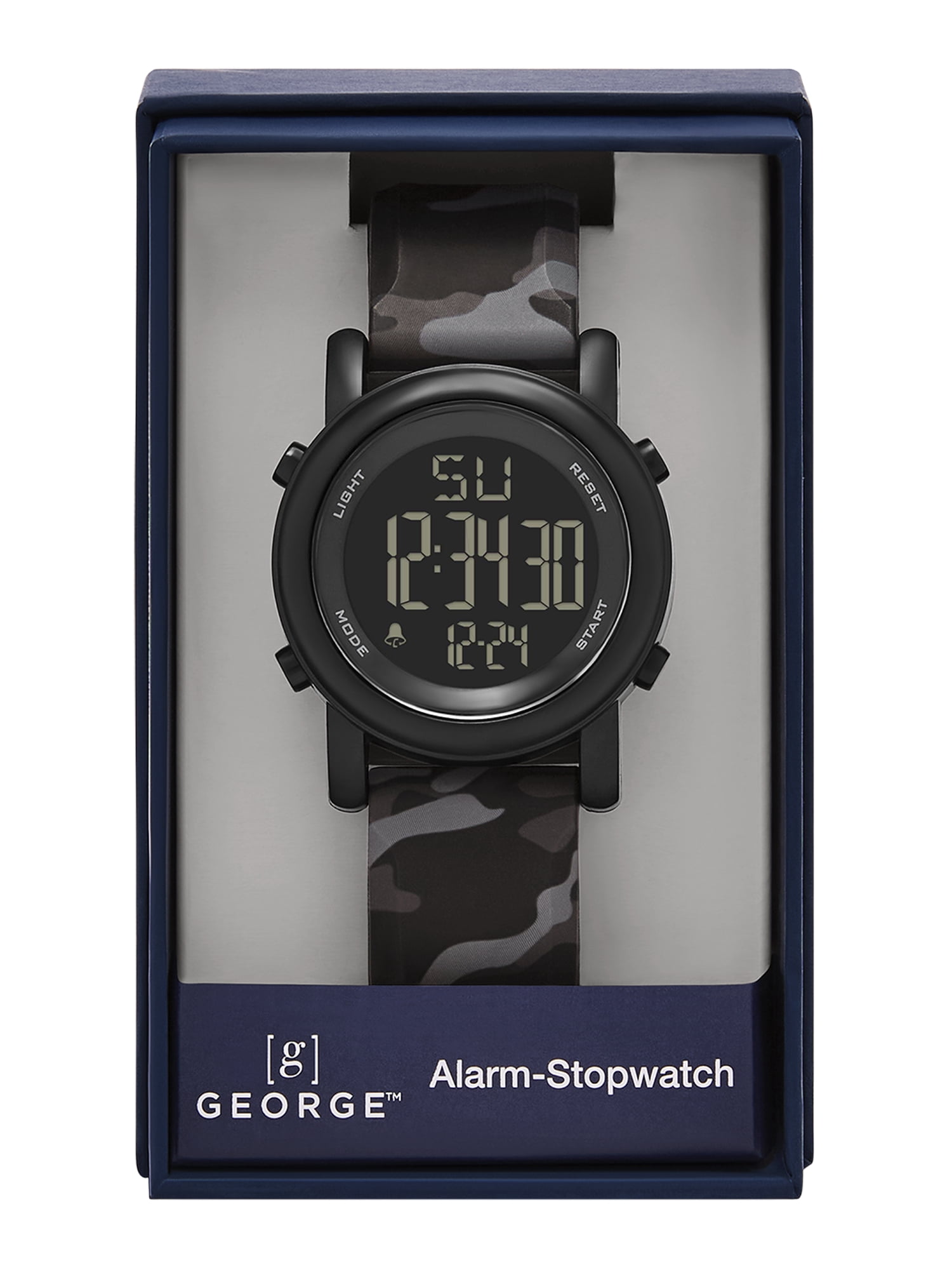 George Men's Digital Watch: Gunmetal Case, Negative Display, Black Grey Camo Strap (FMDOGE030) - Image 2