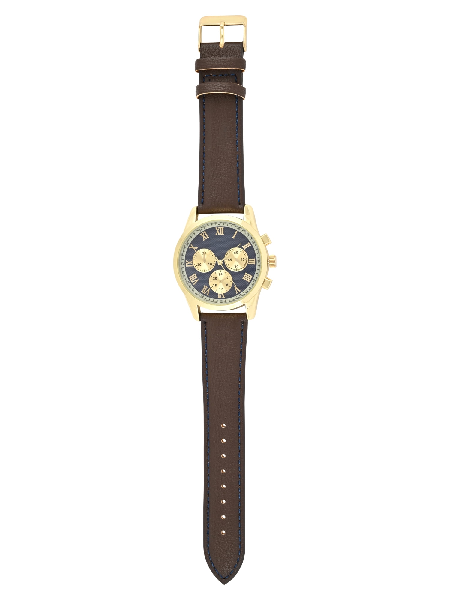 George Men's Gold Round Case with Brown Strap Watch - Image 2