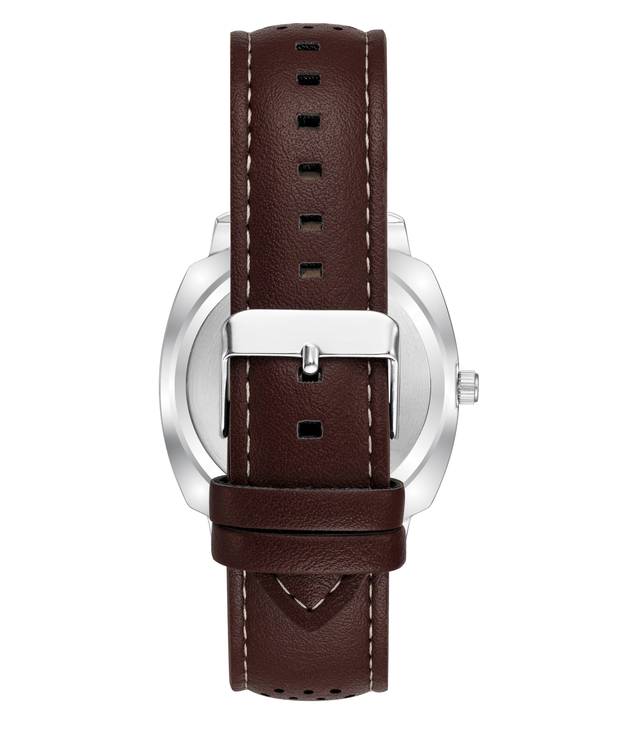 George Men's Silver-Tone Leather Strap Watch - Image 3