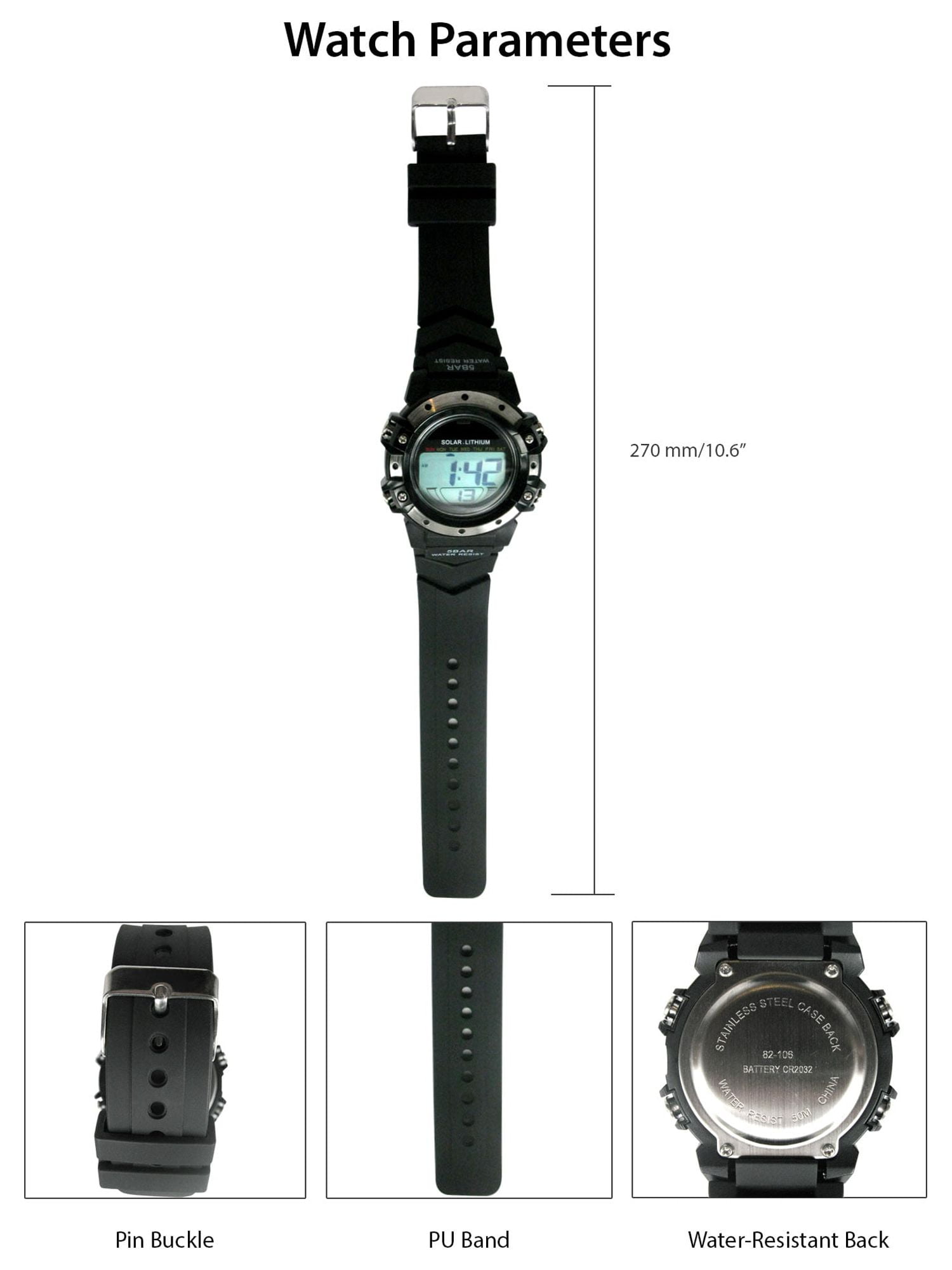 George Mens Solar Digital Wristwatch Plastic Strap - Image 5