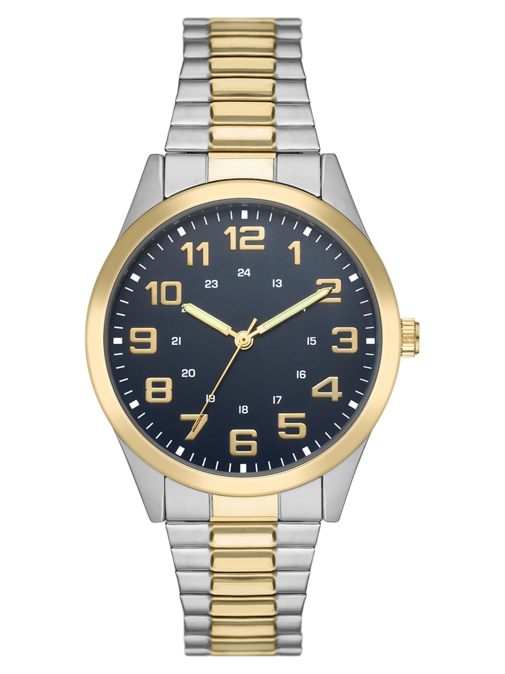 George Men's Watch: 2-Tone Silver/Gold Case, Blue Easy Read Dial, 2-Tone Silver/Gold Expansion Band (FMDOGE043)