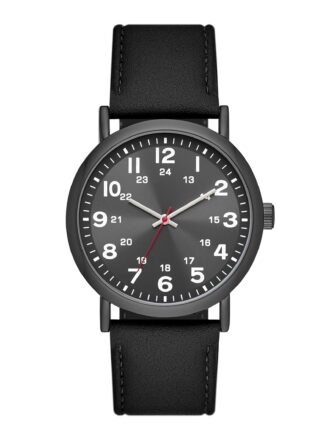 George Men's Watch: Gunmetal Tone Case, Black Easy Read Dial, Black Vegan Leather Band (FMDOGE046)