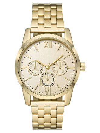 George Men's Watch with Brush Gold Round Case, Gold Dial and Brush Gold 5 Link Bracelet (FMDOGE058)