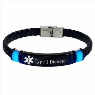 Glow in the Dark Medical Alert ID Leather Bracelet for Men Women, Diabetic/Epilepsy/Blood Thinner Identification Alarm Wristband for Meds Disease Allergies Awareness Jewelry for Emergency