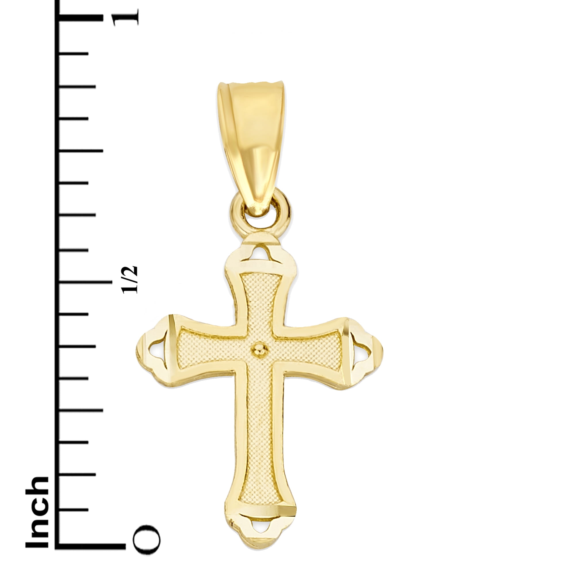 Golden Fire Solid 10k Gold Cross Pendant - Religious Jewelry for Women - Image 3