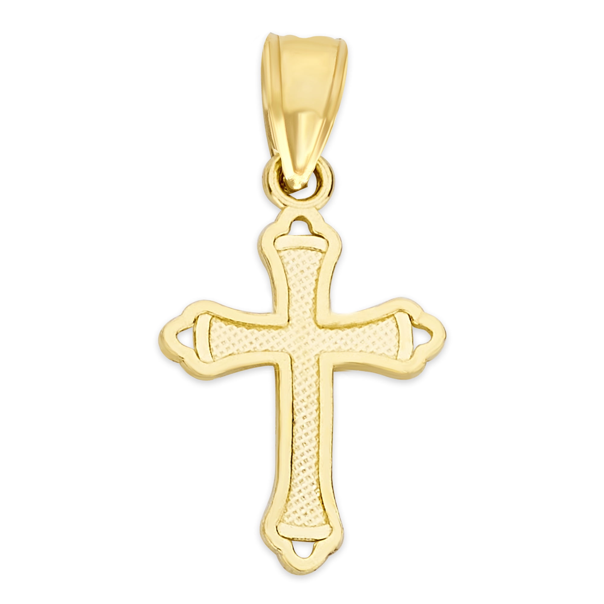 Golden Fire Solid 10k Gold Cross Pendant - Religious Jewelry for Women - Image 2