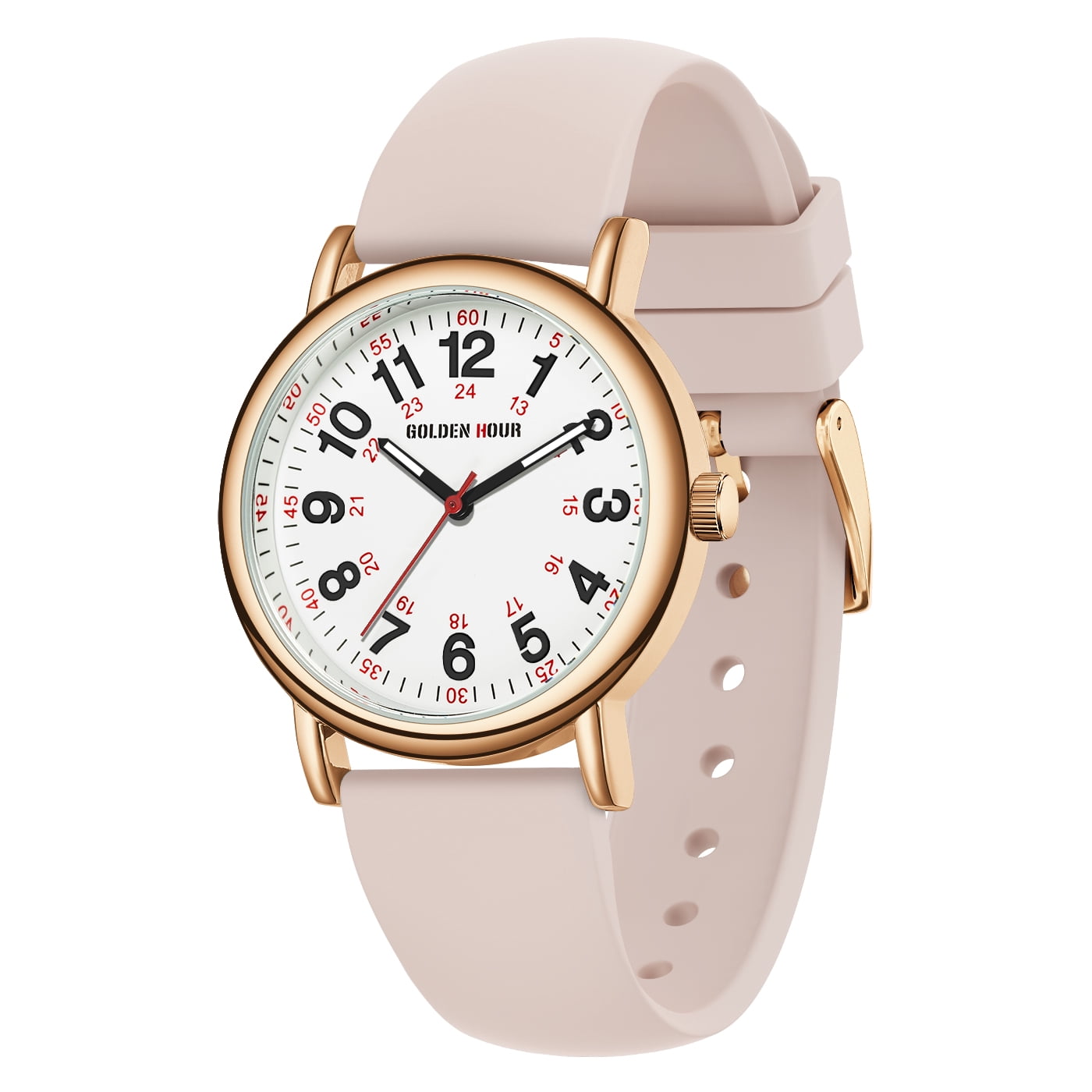 GOLDEN HOUR Waterproof Nurse Watch for Medical Professionals, Students Women Men - Military Time Luminouse Easy Read Dial, 24 Hour with Second Hand, Colorful Silicone Band - Image 5