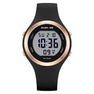 GOLDEN HOUR Waterproof Sport Women's Digital Chronograph Silicone Strap Watch