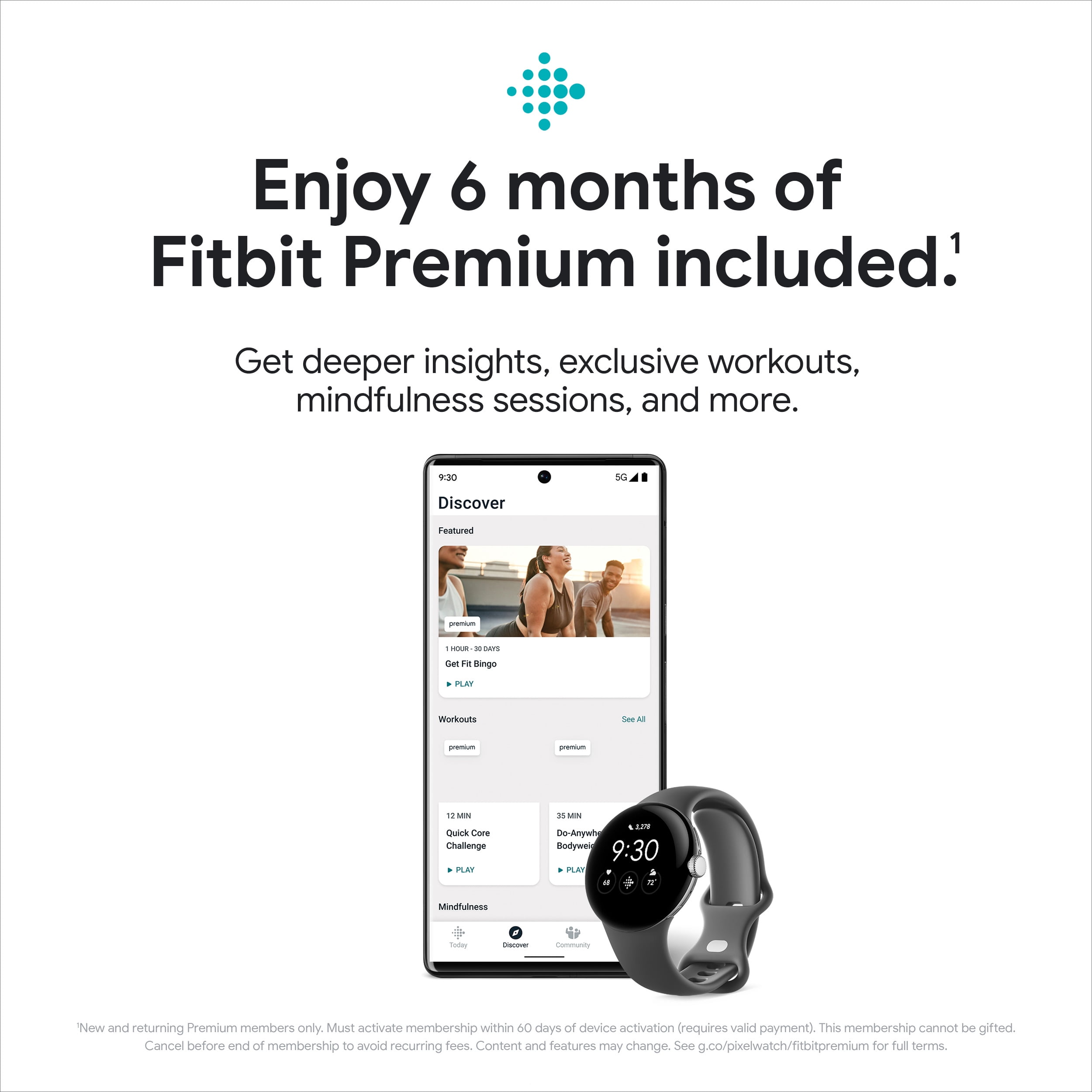 Google Pixel Watch - Android Smartwatch with Activity Tracking - Heart Rate Tracking Watch - Polished Silver Stainless Steel case with Charcoal Active band - WI-FI - Image 4
