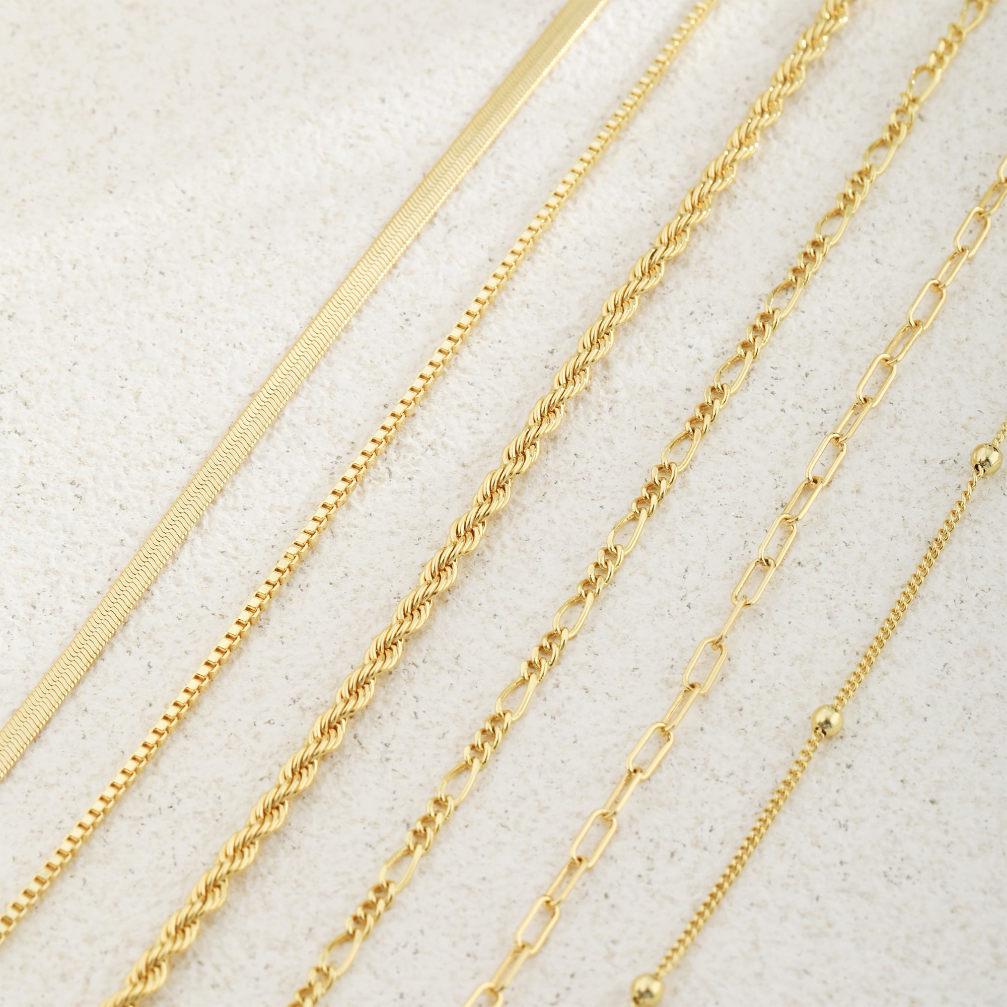 GOSFRY 6‑Pcs Bracelet Stack Set for Women Dainty 14K Gold Plated Layered Waterproof Chain Trendy Jewelry Gifts - Image 5