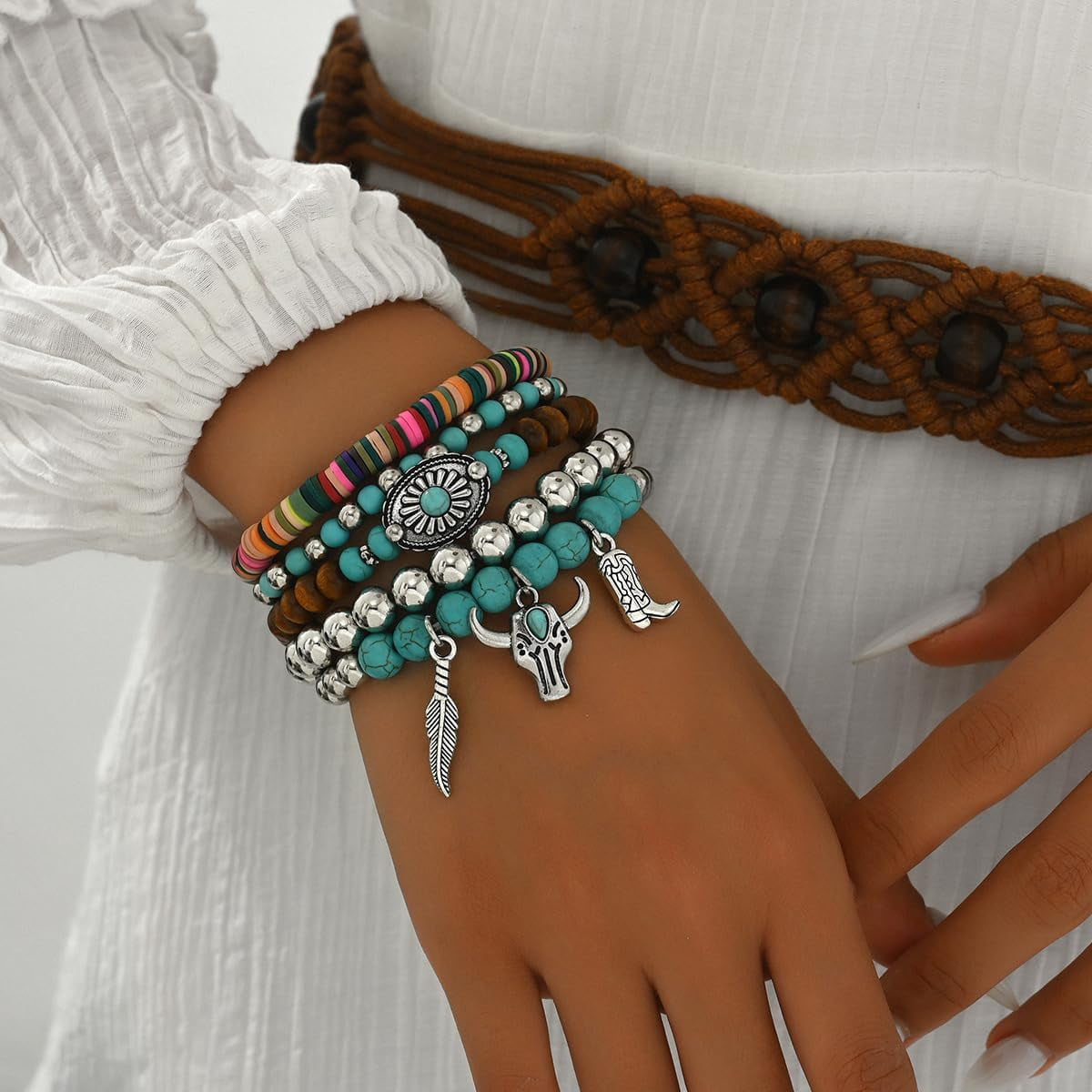 Handmade Western Cowboy Bracelet Set for Women, Vintage Bohemian Country Jewelry Accessories - Image 5