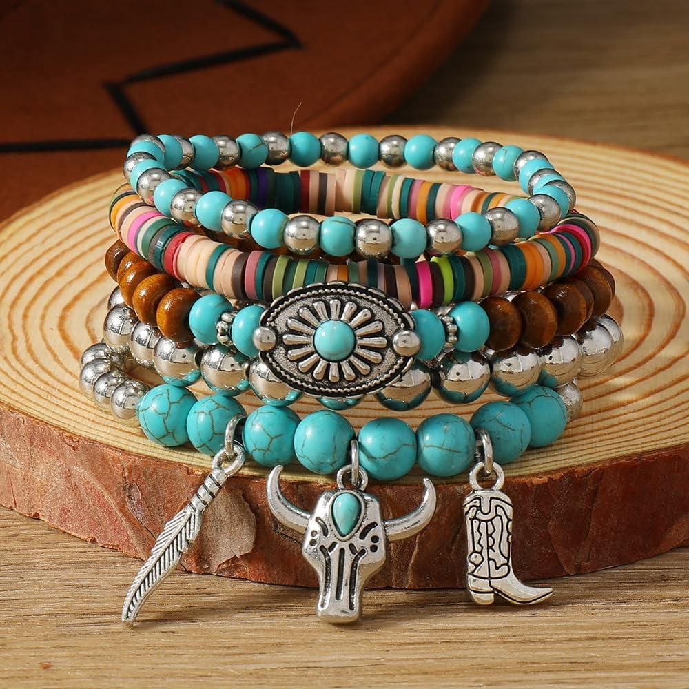 Handmade Western Cowboy Bracelet Set for Women, Vintage Bohemian Country Jewelry Accessories - Image 3