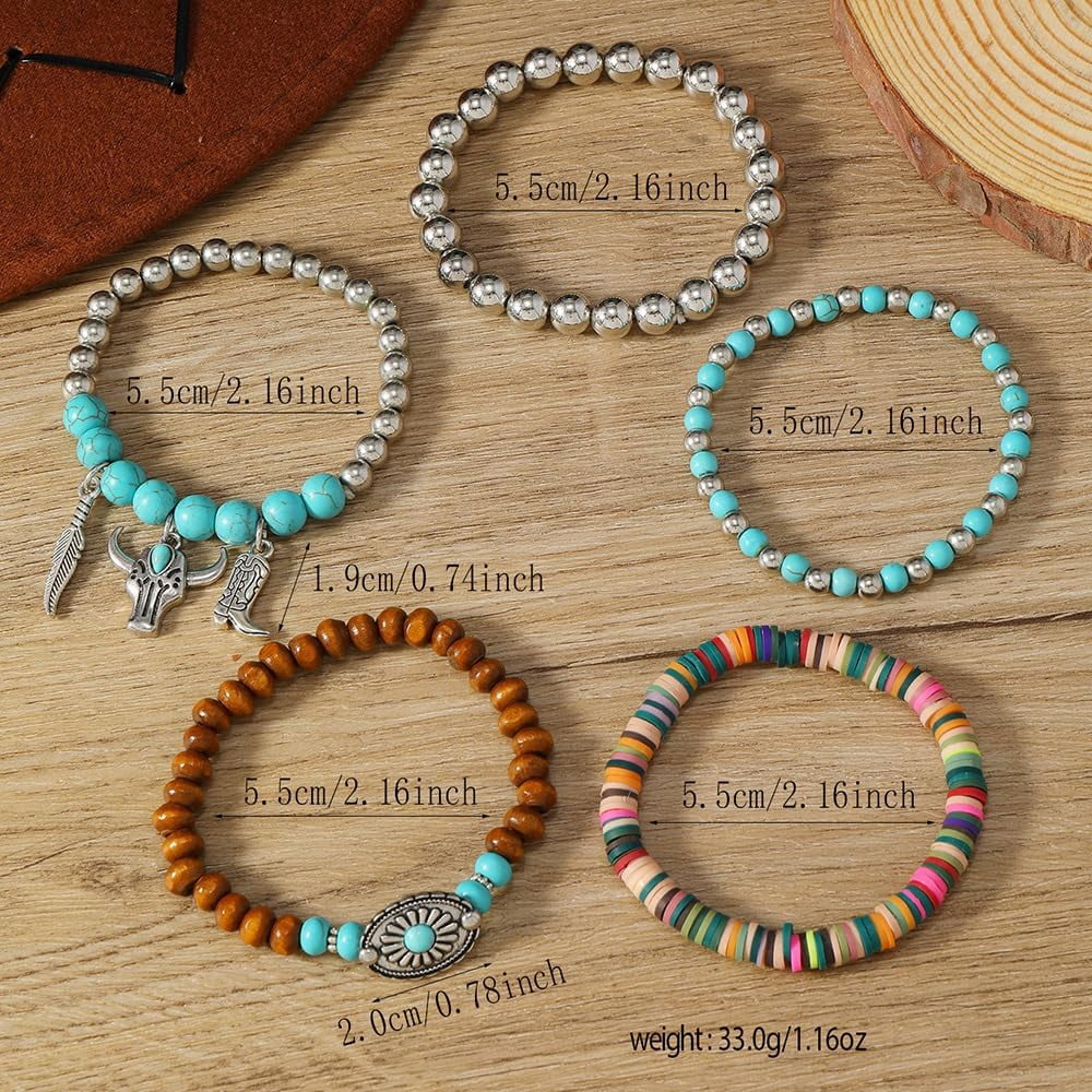 Handmade Western Cowboy Bracelet Set for Women, Vintage Bohemian Country Jewelry Accessories - Image 2
