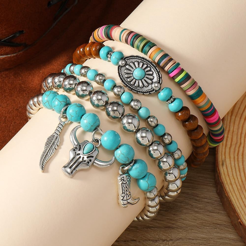 Handmade Western Cowboy Bracelet Set for Women, Vintage Bohemian Country Jewelry Accessories - Image 4