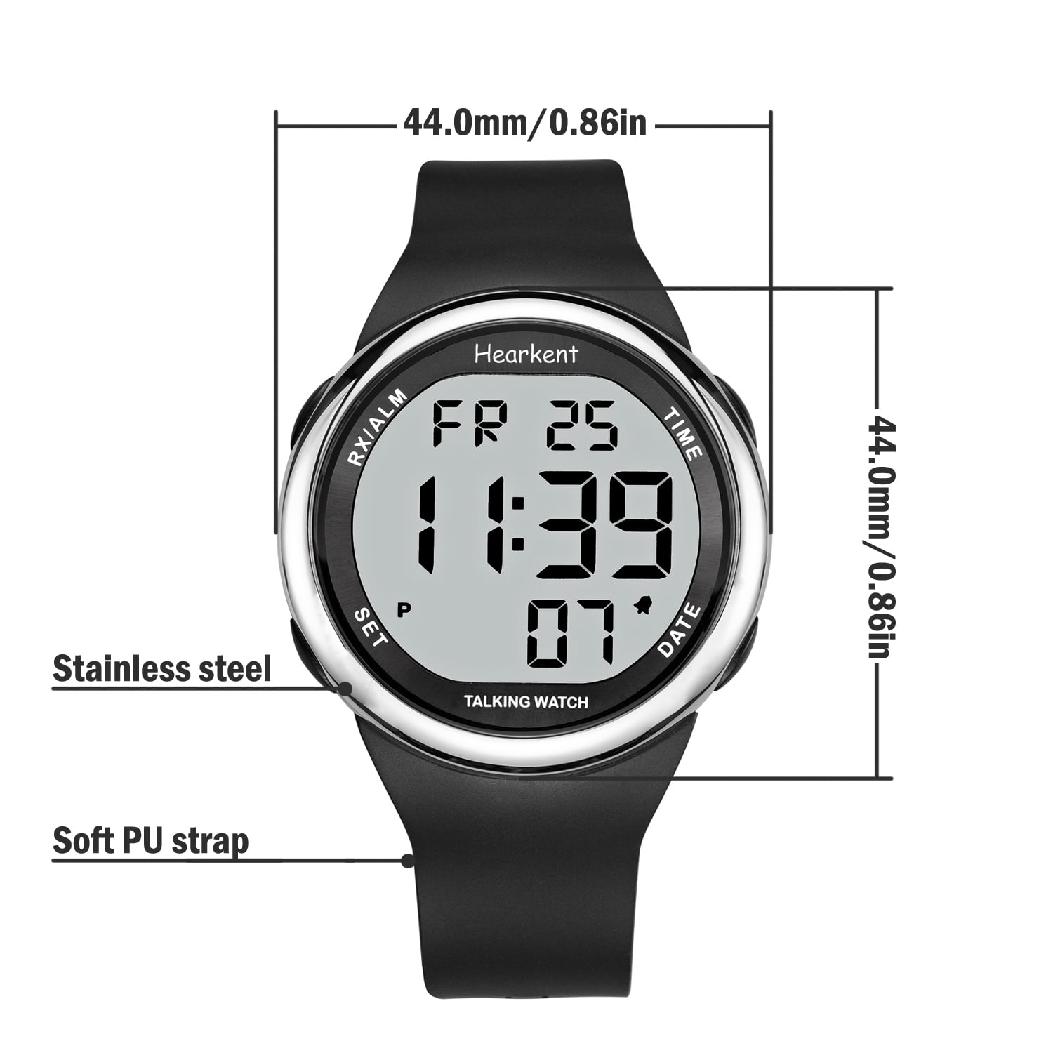 Hearkent Atomic Digital Talking Watch for Visually Impaired or Seniors (Silver) - Image 2