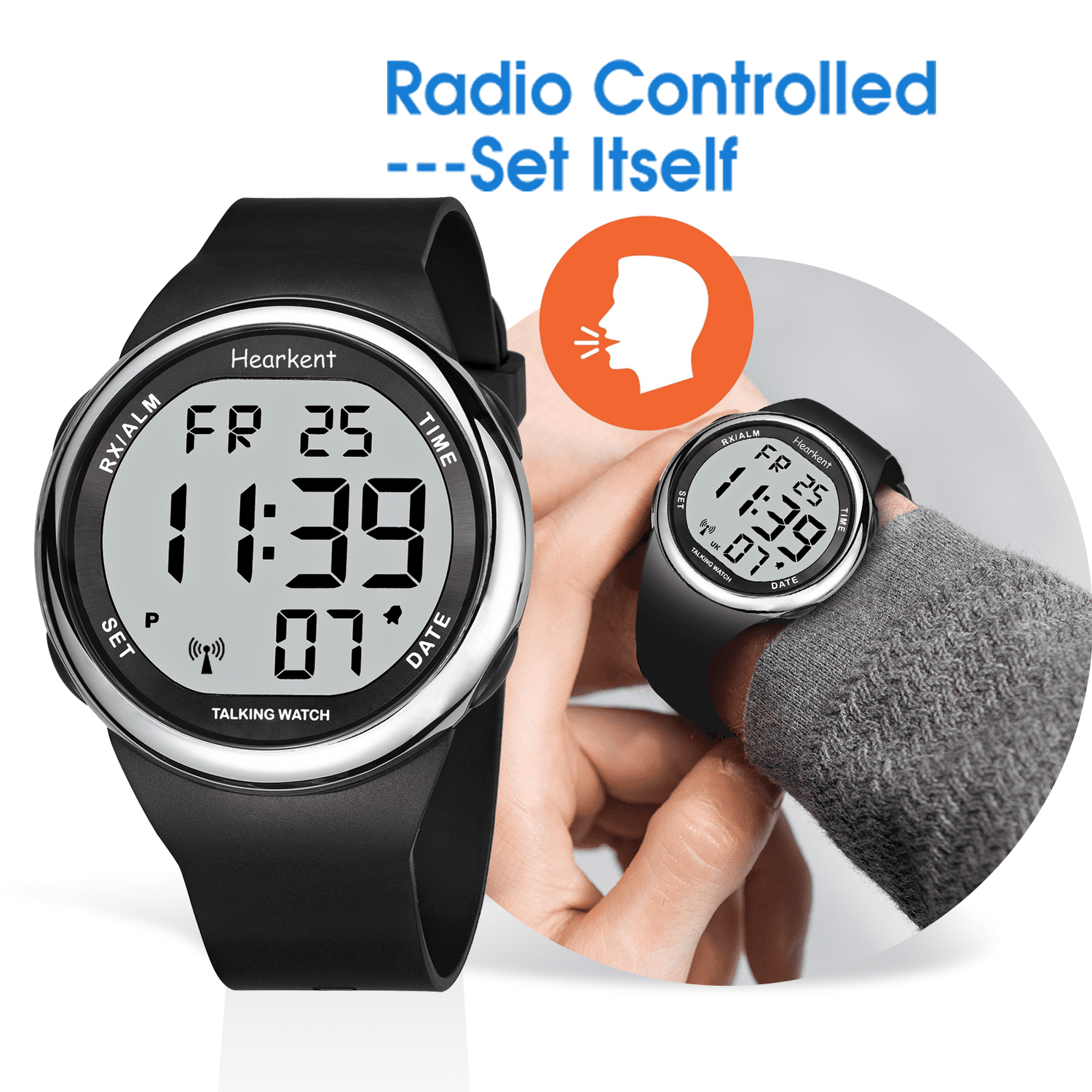 Hearkent Atomic Digital Talking Watch for Visually Impaired or Seniors (Silver) - Image 5