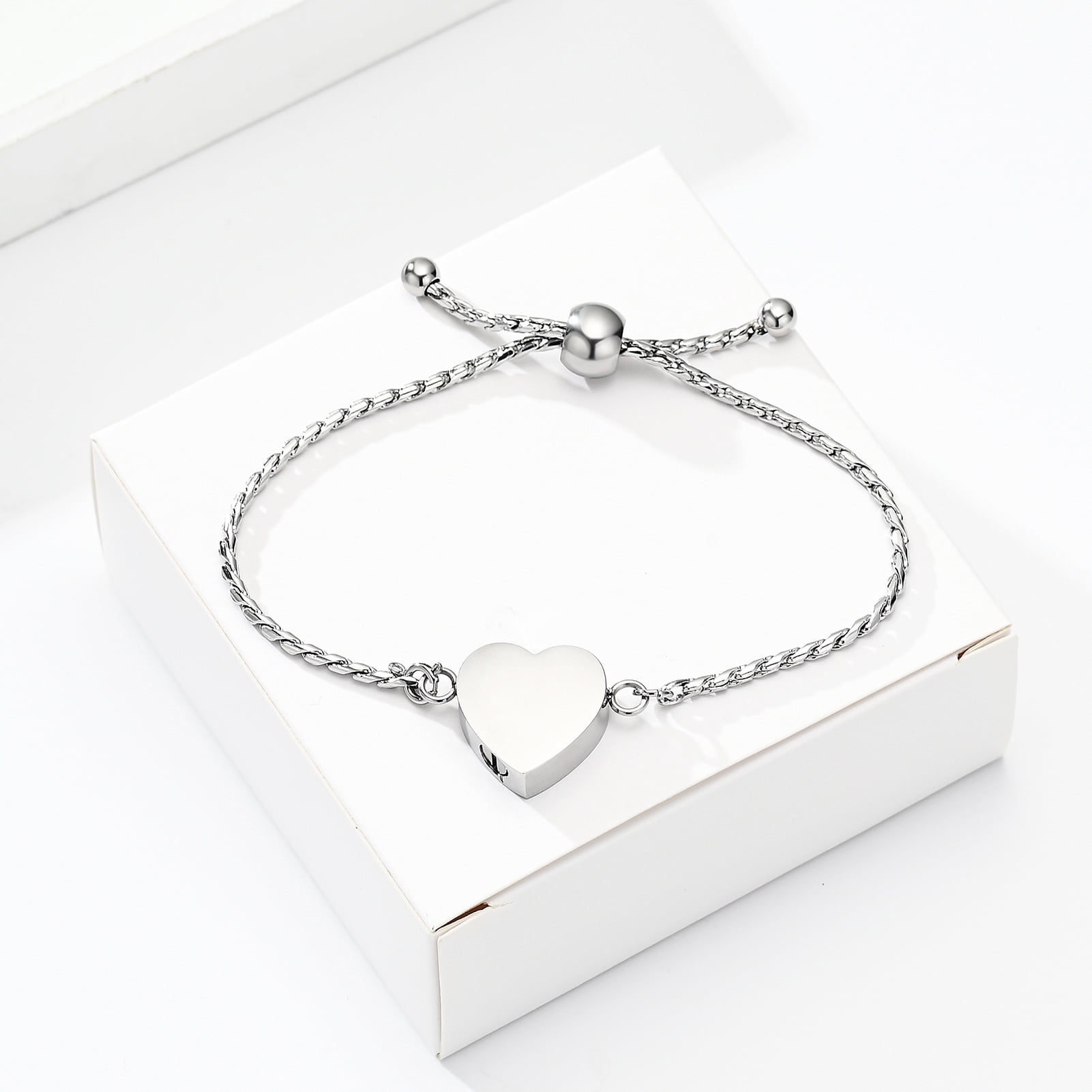 Heart Urn Bracelet for Ashes for Women Men Stainless Steel Cremation Jewelry Keepsake Holder Memorial Ash Bracelet for Loved One - Image 2