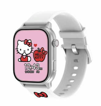 Hello Kitty iTime Digital Adult 46mm Smart Watch with White and Black Interchangeable Silicone Straps