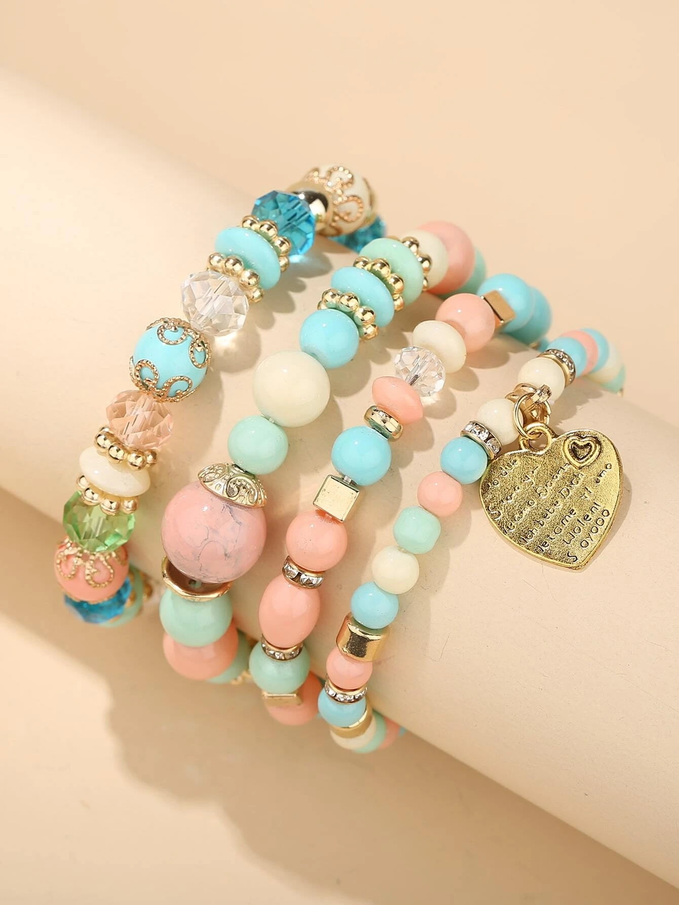 Hotian 4pcs Beaded Bracelet Jewelry Set Multilayer Boho Charm Bracelet Pack for Women and Men Turquoise - Image 5