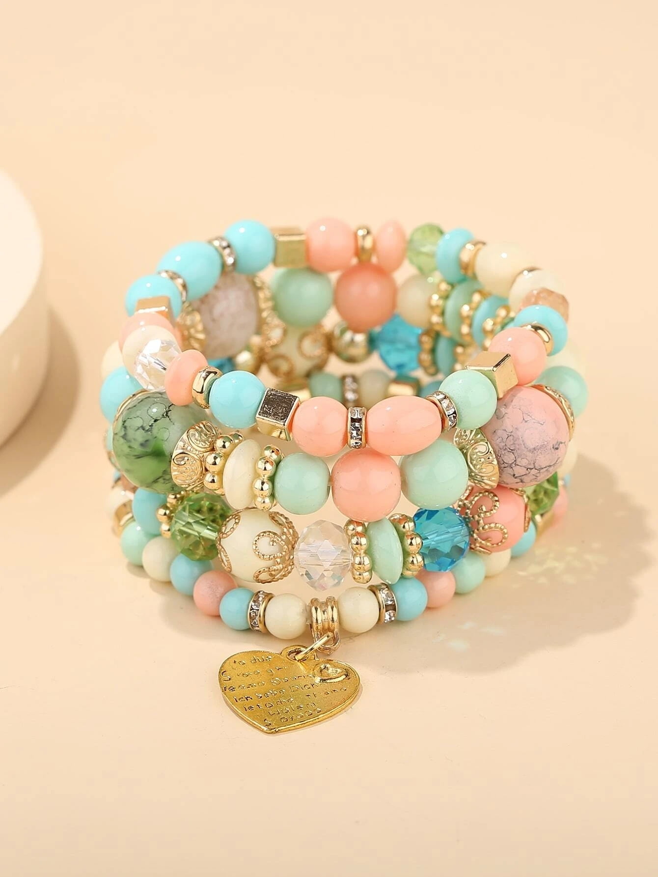 Hotian 4pcs Beaded Bracelet Jewelry Set Multilayer Boho Charm Bracelet Pack for Women and Men Turquoise