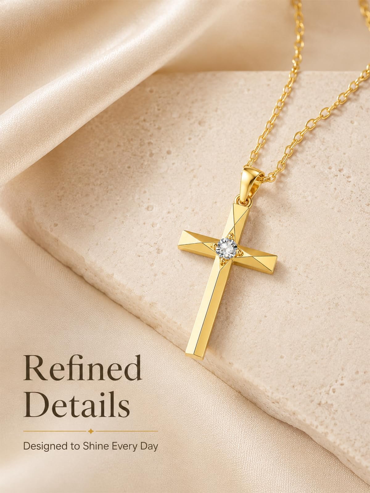 HXWZB Cross Necklace for Women 14K Gold Plated Cross Pendant Jewelry - Image 4